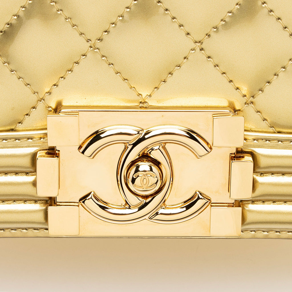 Chanel Metallic Patent Leather Small Boy Bag