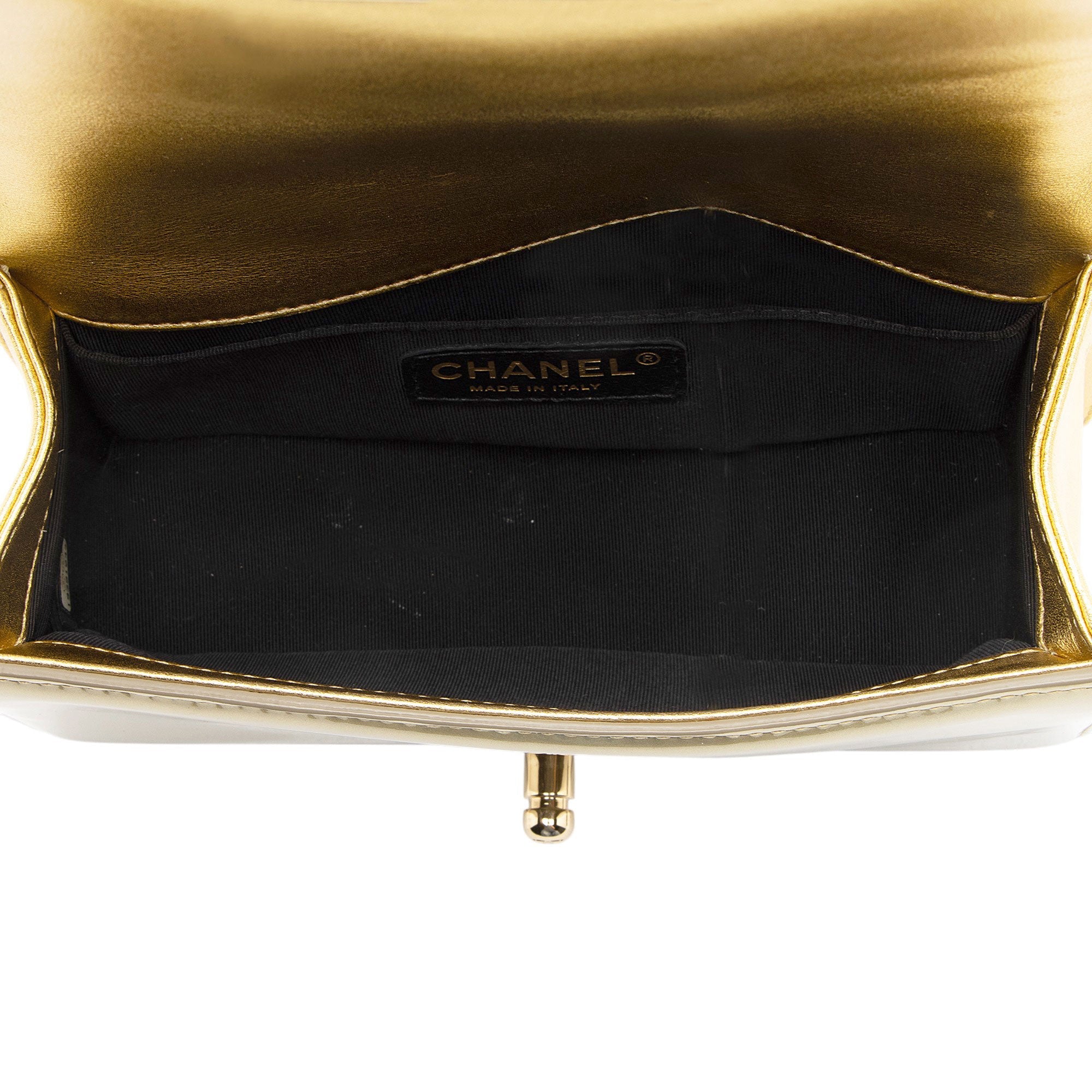 Chanel Metallic Patent Leather Small Boy Bag
