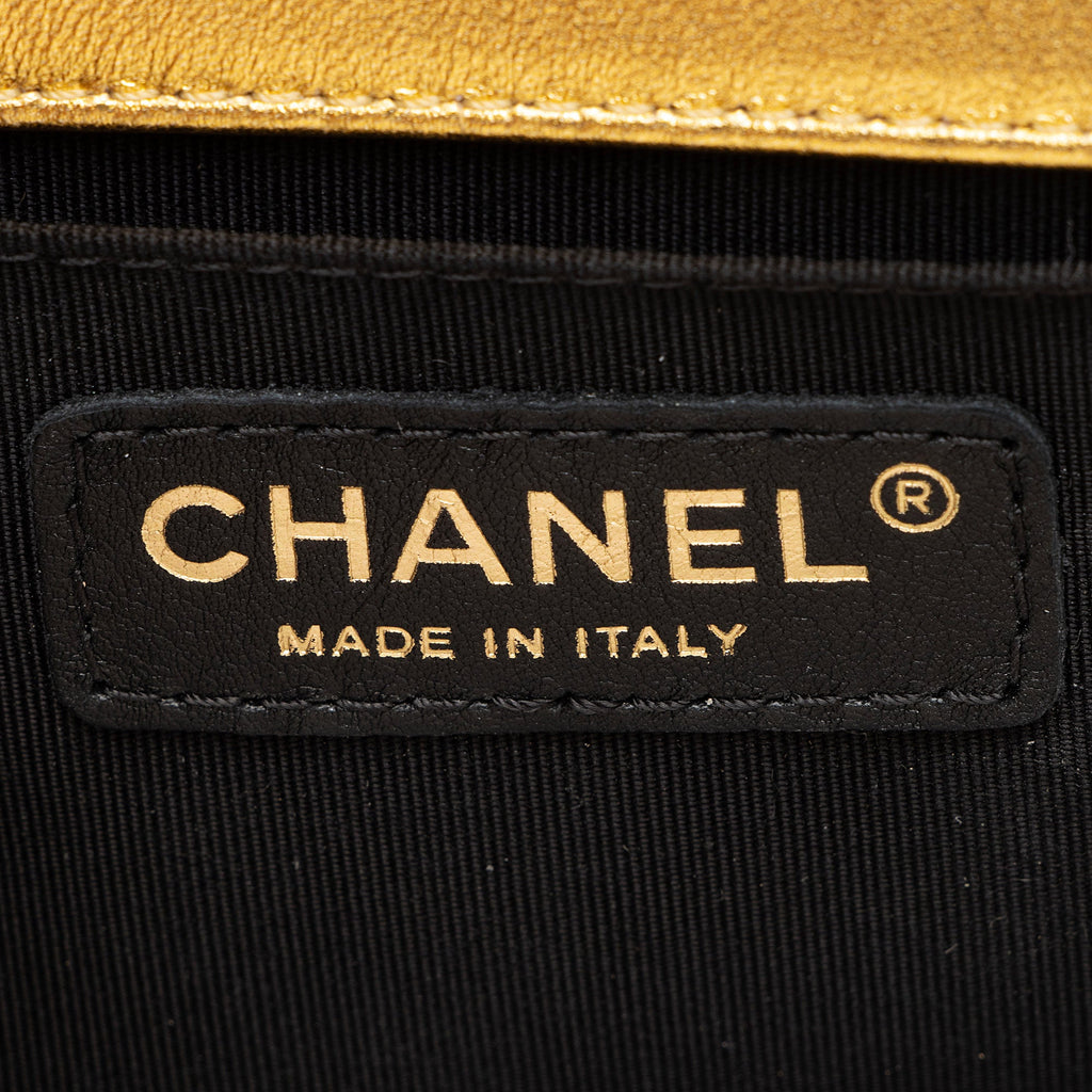Chanel Metallic Patent Leather Small Boy Bag