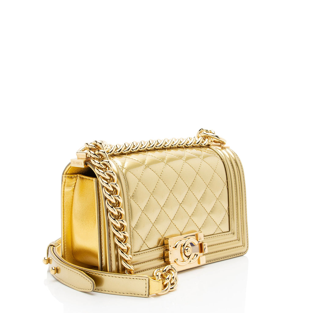Chanel Metallic Patent Leather Small Boy Bag