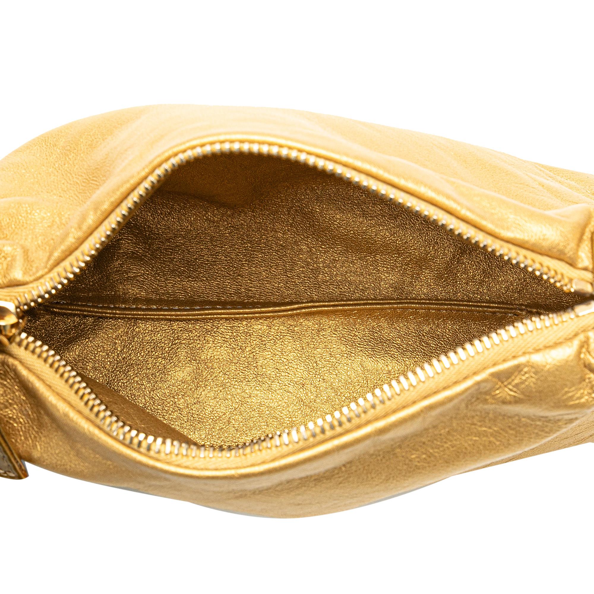 Chanel Metallic Patent Mademoiselle Lock Convertible Wrist Clutch Bag