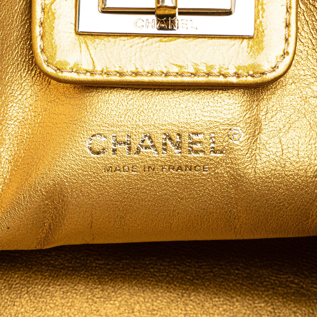 Chanel Metallic Patent Mademoiselle Lock Convertible Wrist Clutch Bag
