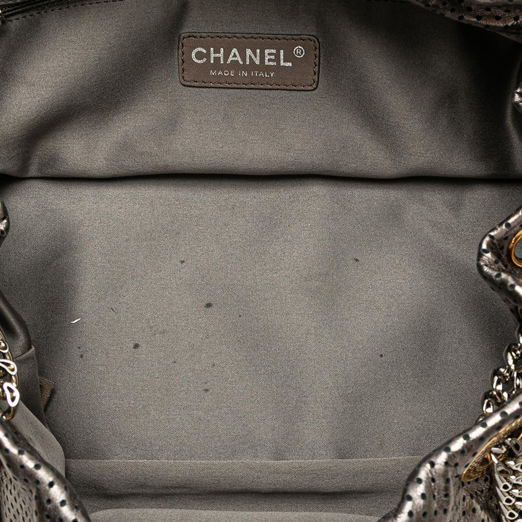 Chanel Metallic Perforated Calfskin Drill Accordion Flap