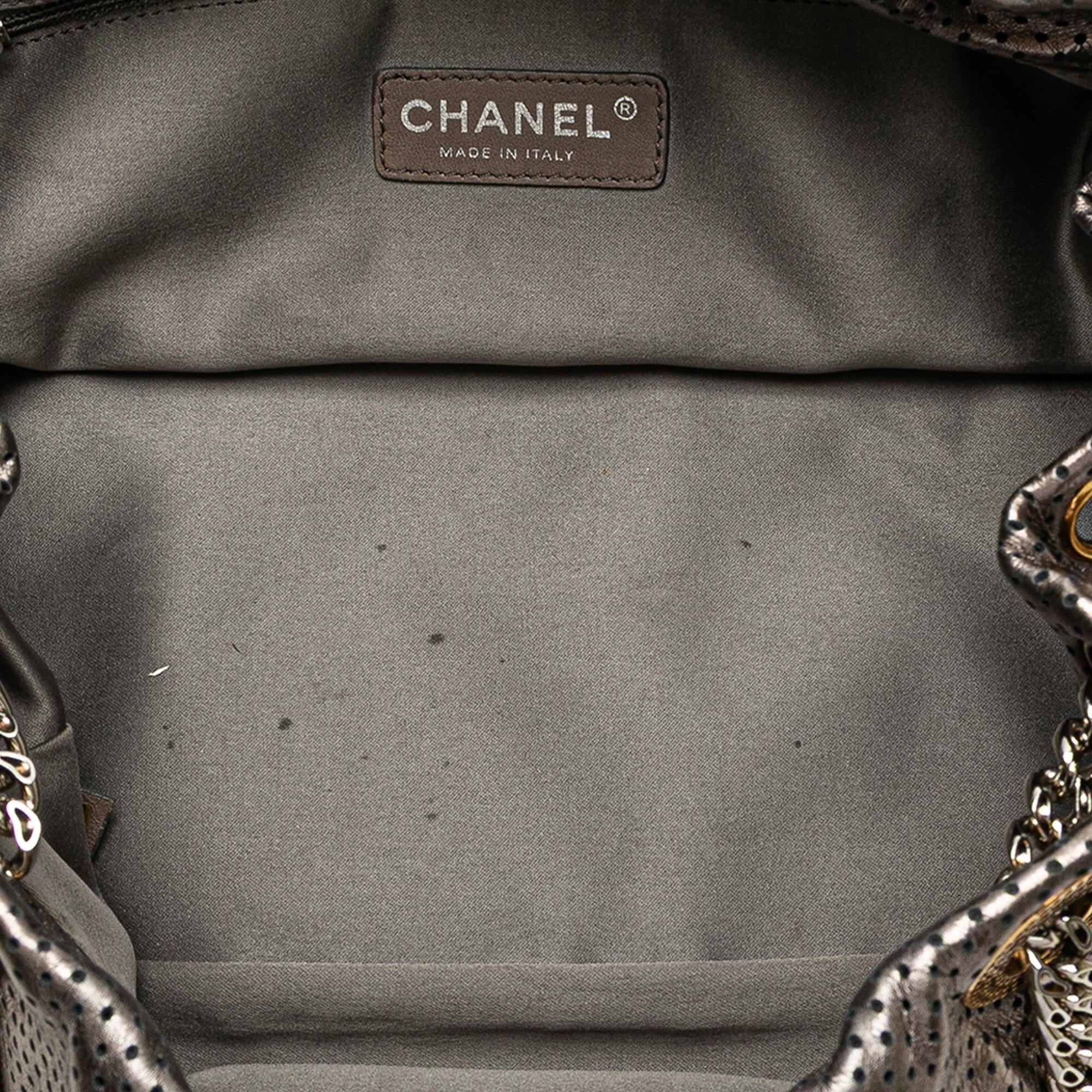 Chanel Metallic Perforated Calfskin Drill Accordion Flap