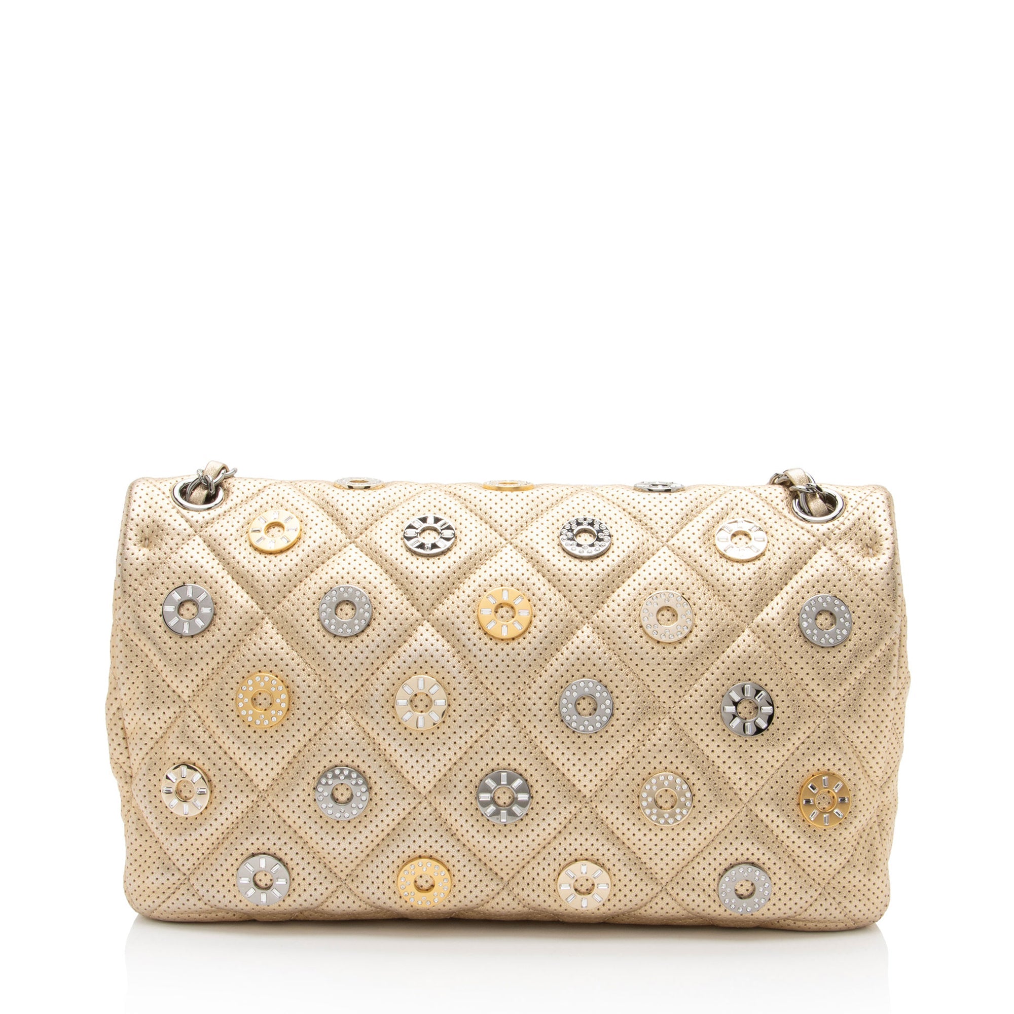 Chanel Metallic Perforated Lambskin CC Medals Medium Flap Bag (SHF-5oF95y)