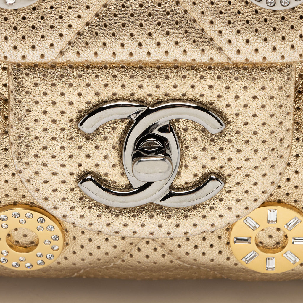 Chanel Metallic Perforated Lambskin CC Medals Medium Flap Bag (SHF-5oF95y)