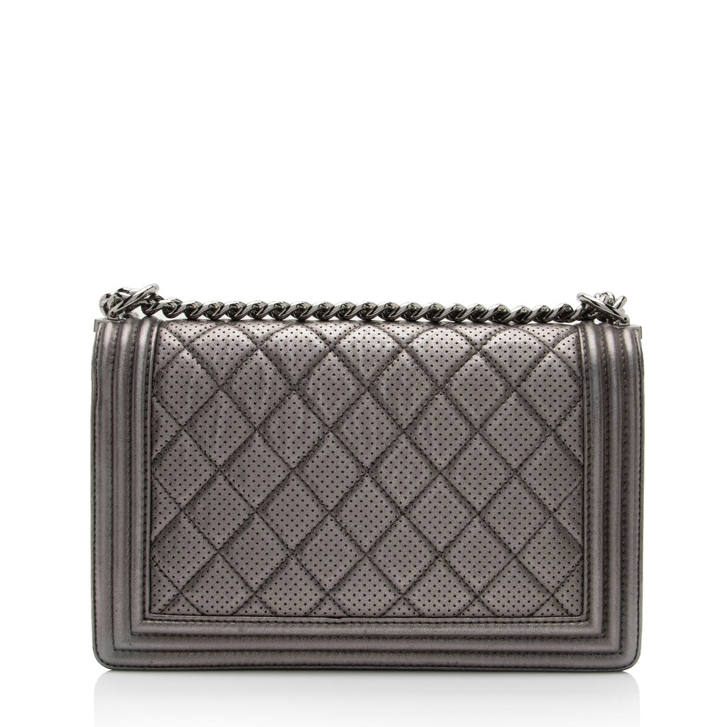 Chanel Metallic Perforated Lambskin New Medium Boy Bag (SHF-hpWTCx)