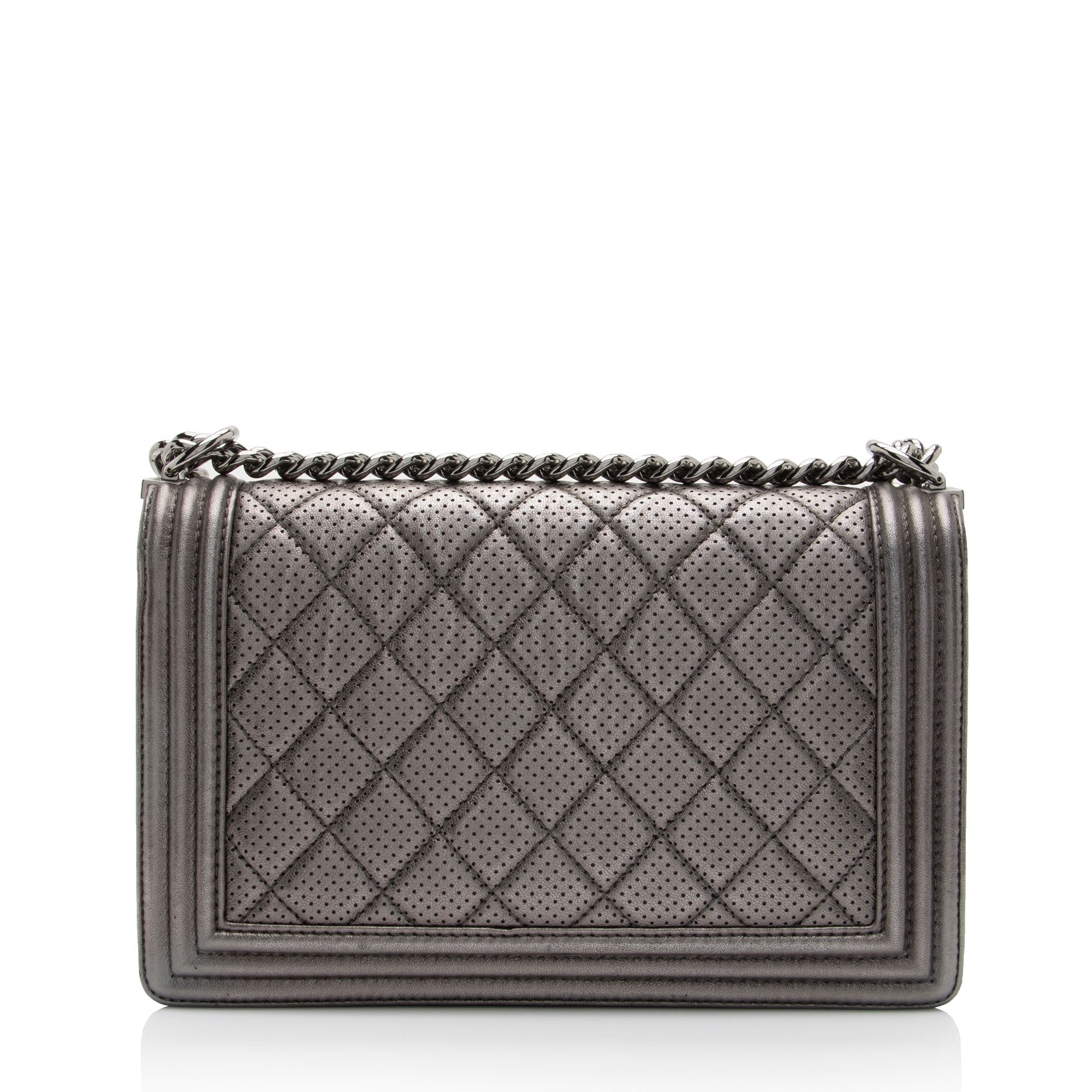 Chanel Metallic Perforated Lambskin New Medium Boy Bag (SHF-hpWTCx)