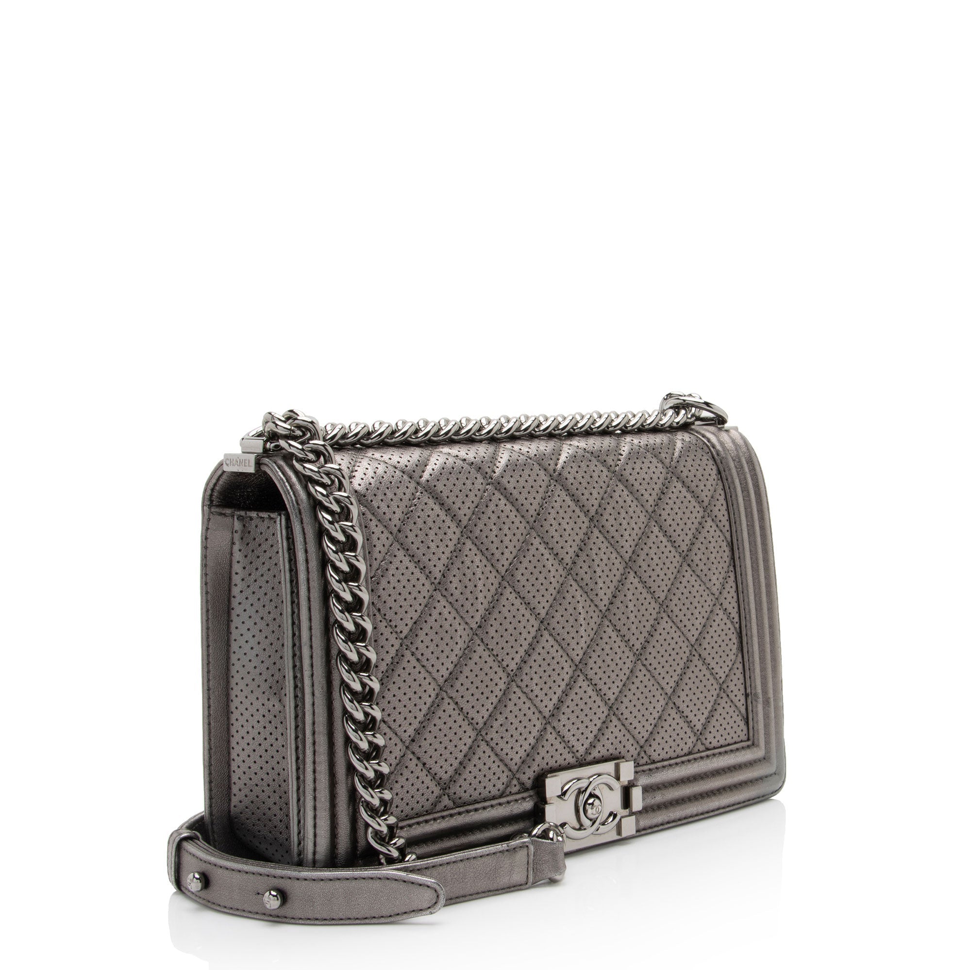 Chanel Metallic Perforated Lambskin New Medium Boy Bag (SHF-hpWTCx)