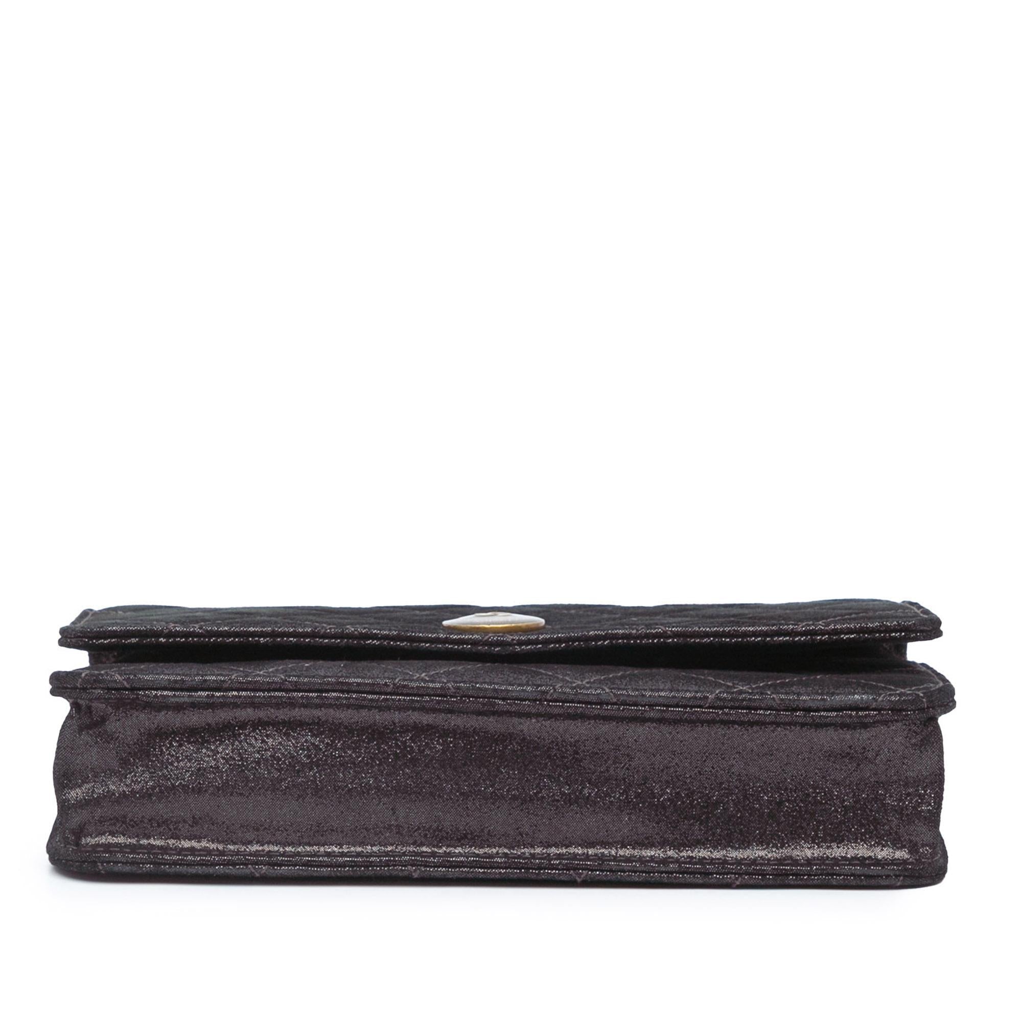 Chanel Metiers d’Art Quilted Iridescent Lambskin Tartan Button Wallet On Chain