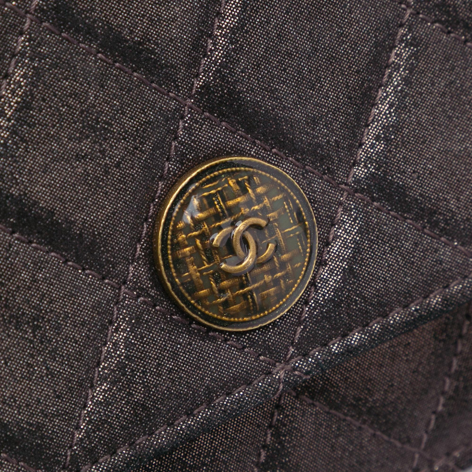 Chanel Metiers d’Art Quilted Iridescent Lambskin Tartan Button Wallet On Chain