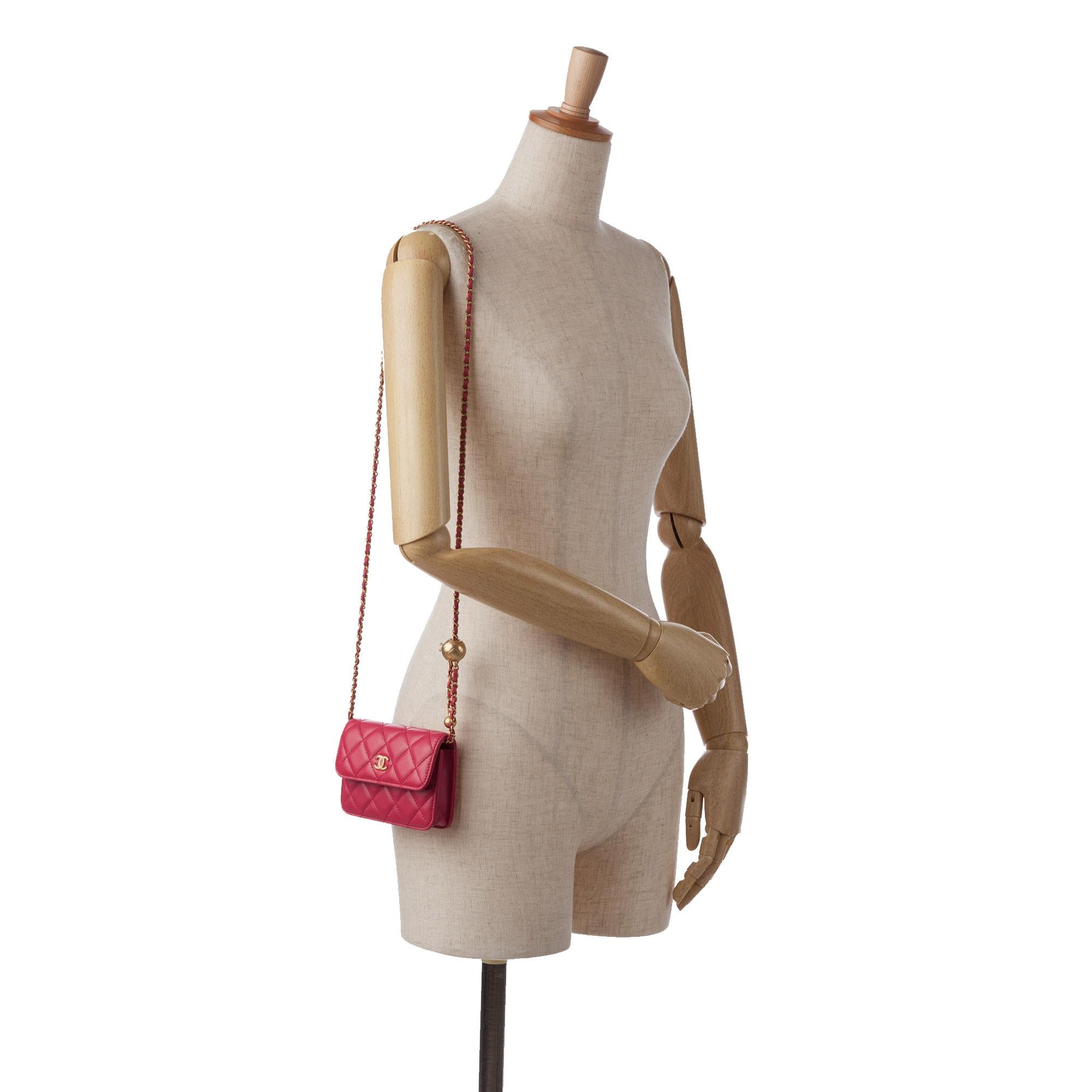 Chanel Mini CC Matelasse Pearl Crush Lambskin Crossbody Bag