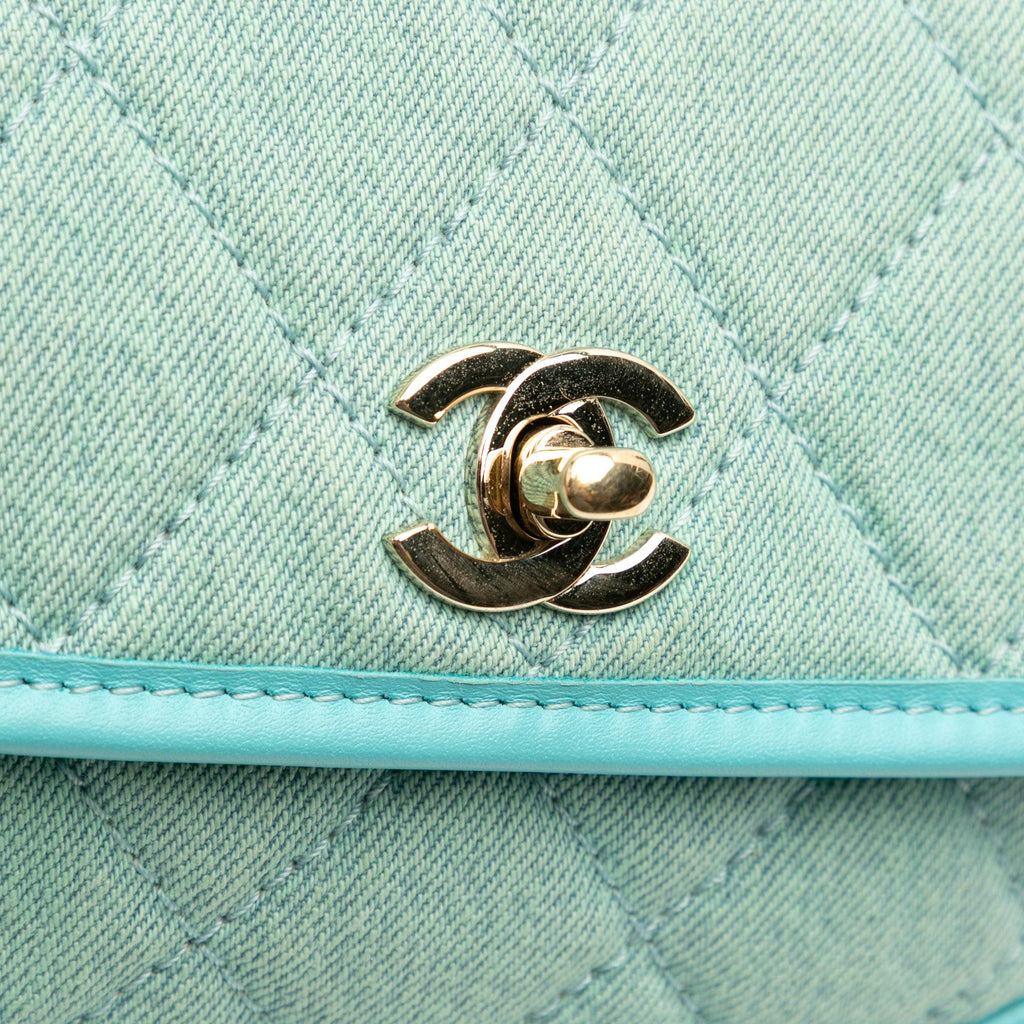 Chanel Mini CC Quilted Denim Messenger Flap