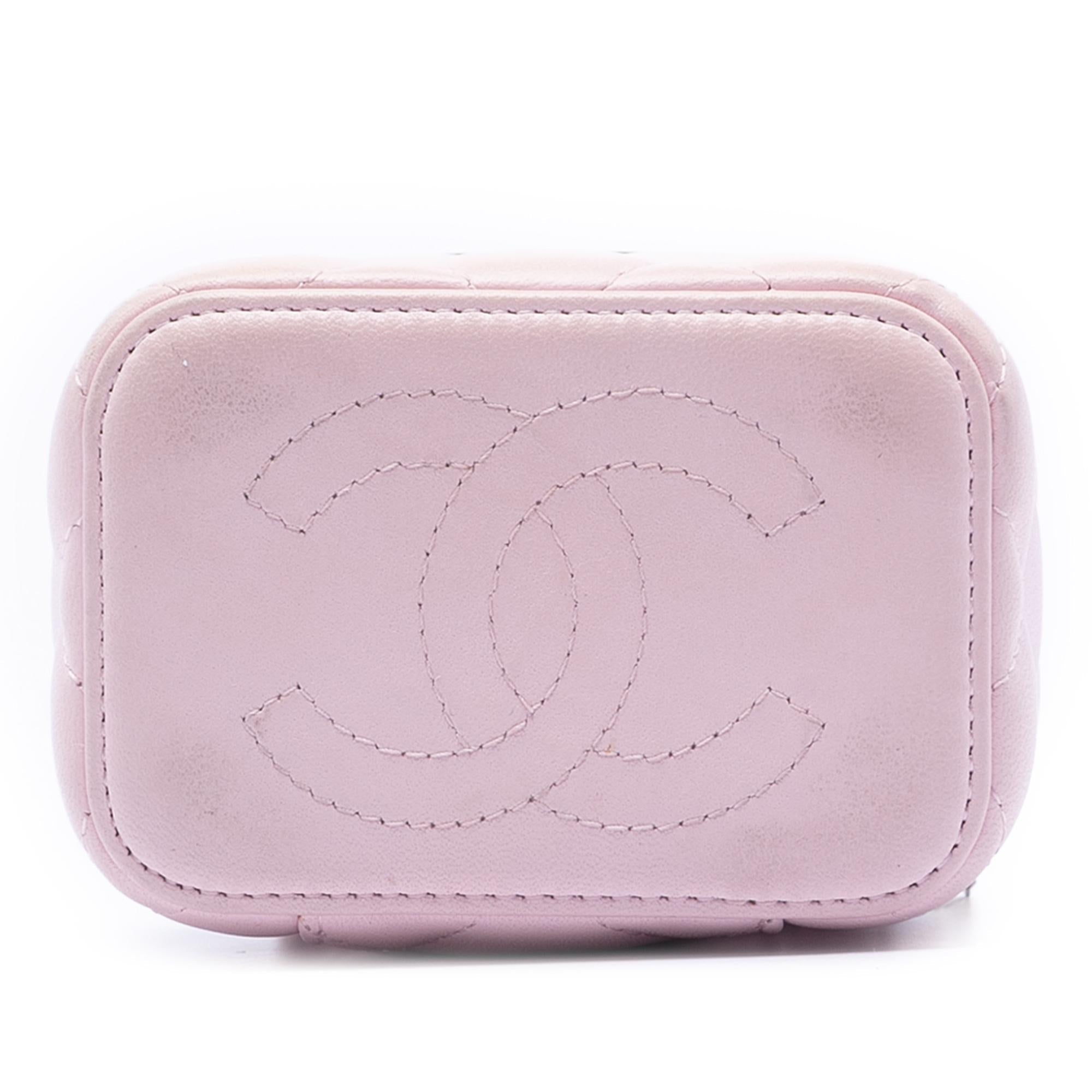 Chanel Mini CC Quilted Lambskin Enamel Coco Vanity Case With Chain
