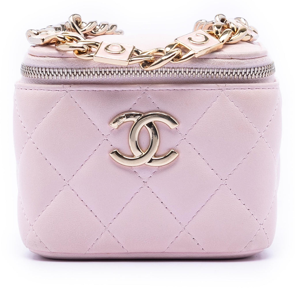 Chanel Mini CC Quilted Lambskin Enamel Coco Vanity Case With Chain