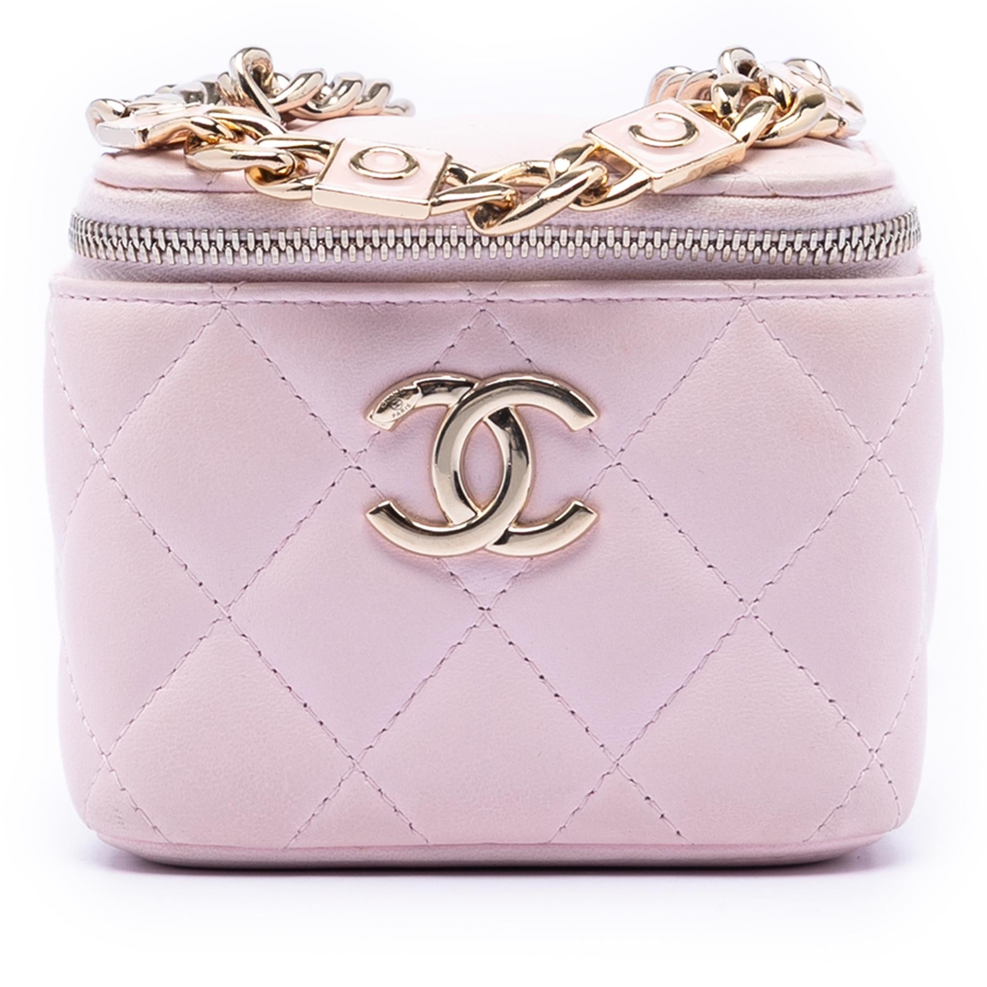 Chanel Mini CC Quilted Lambskin Enamel Coco Vanity Case With Chain