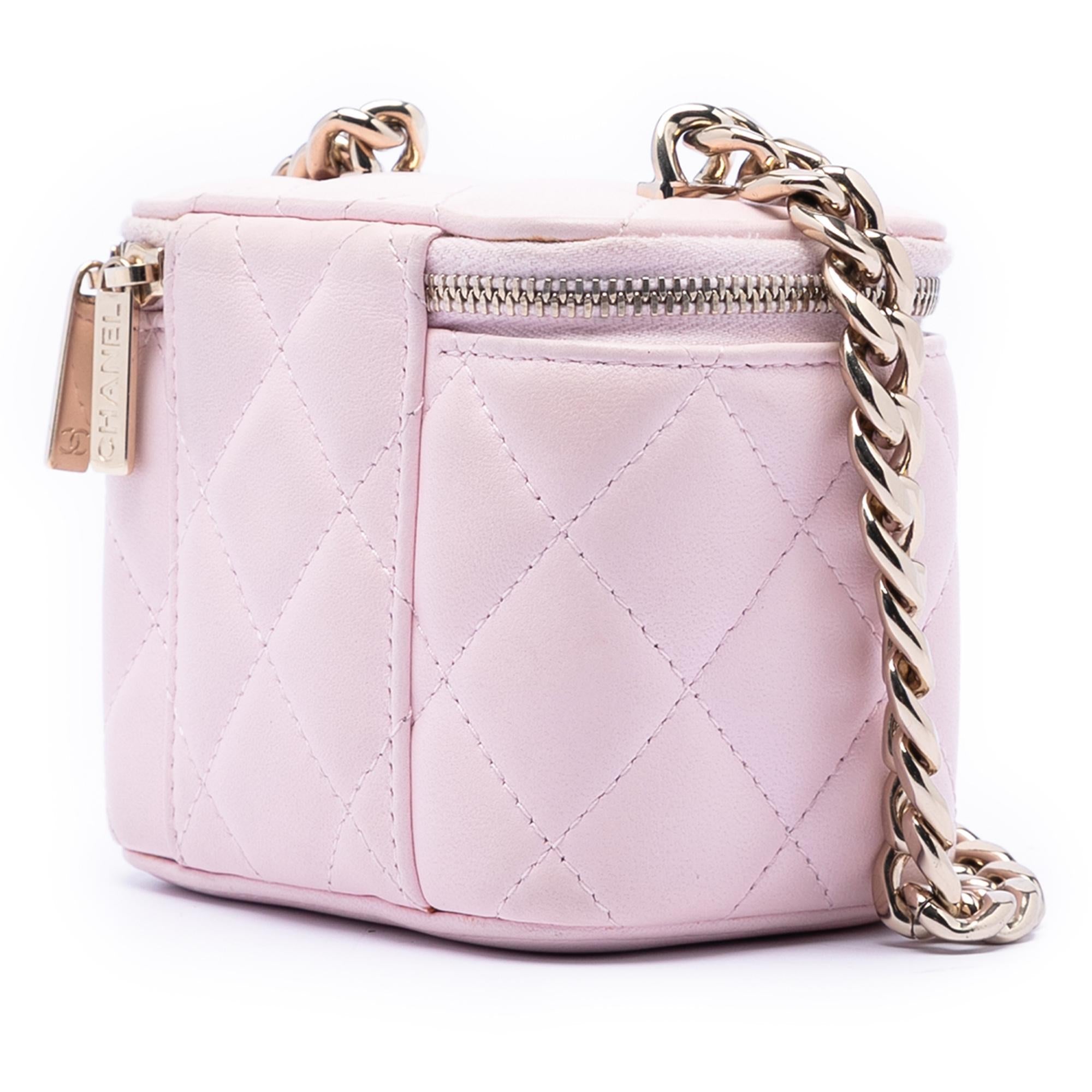 Chanel Mini CC Quilted Lambskin Enamel Coco Vanity Case With Chain