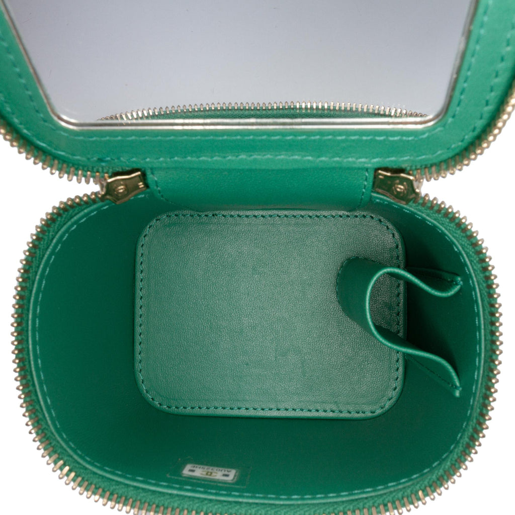 Chanel Mini CC Quilted Lambskin Top Handle Vanity Case With Chain