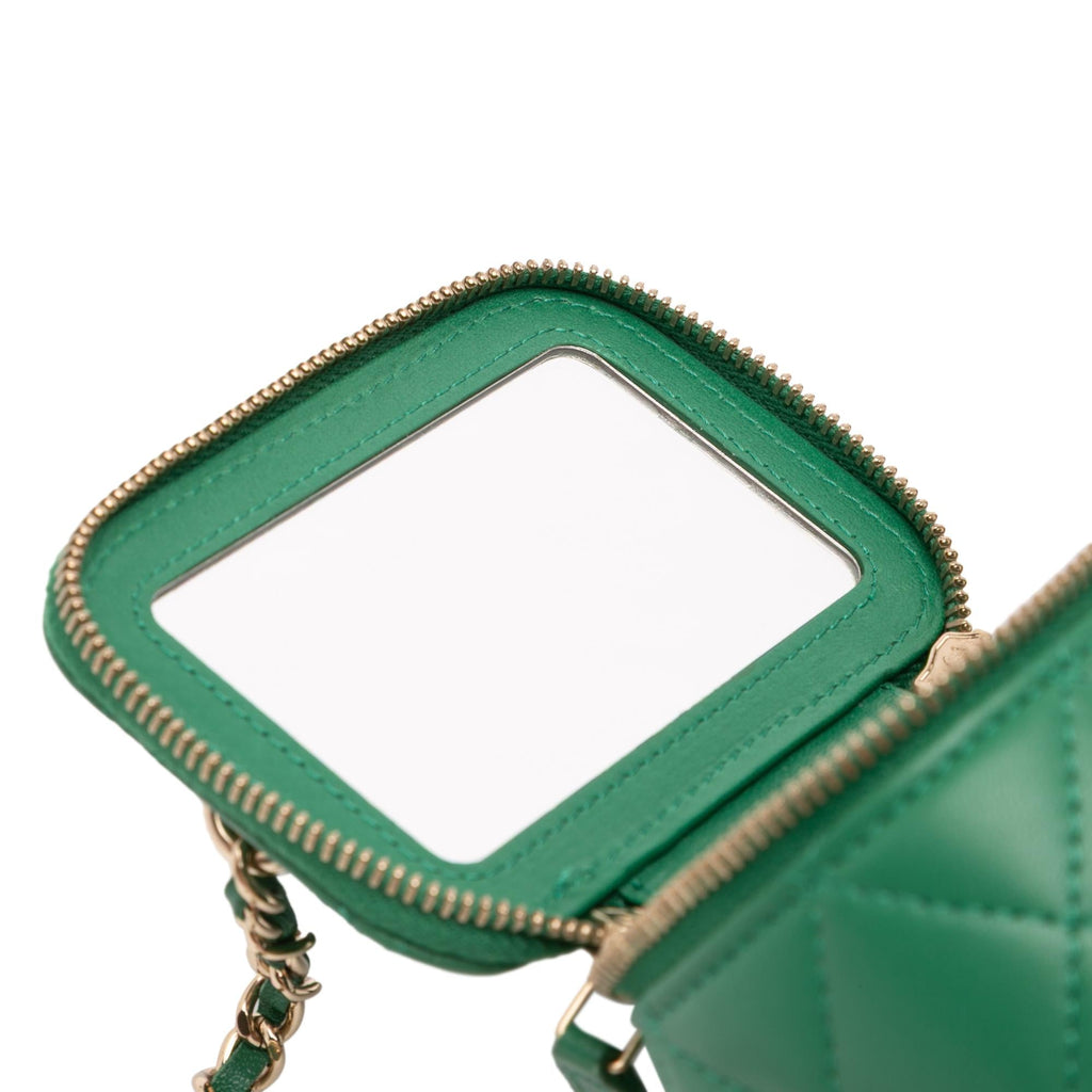 Chanel Mini CC Quilted Lambskin Top Handle Vanity Case With Chain