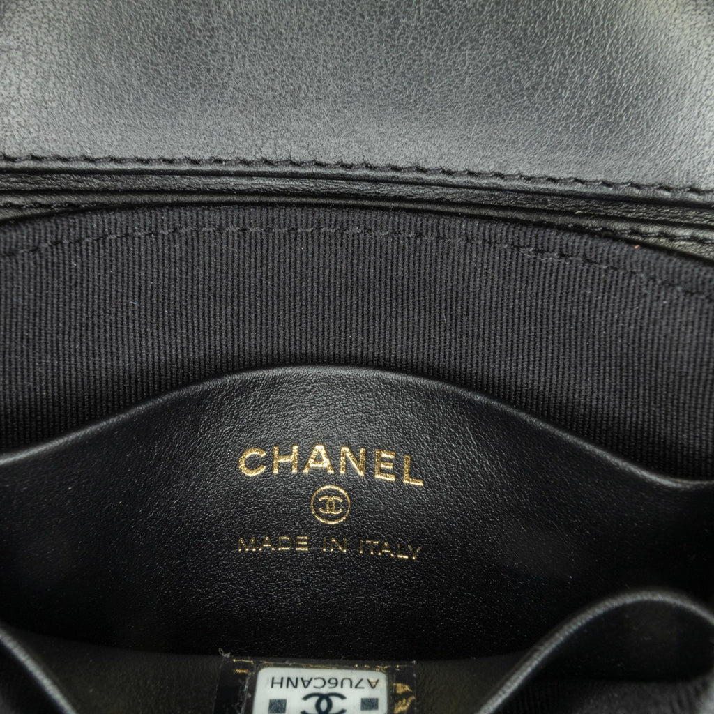 Chanel Mini CC Quilted Patent Leather Top Handle Clutch with Chain