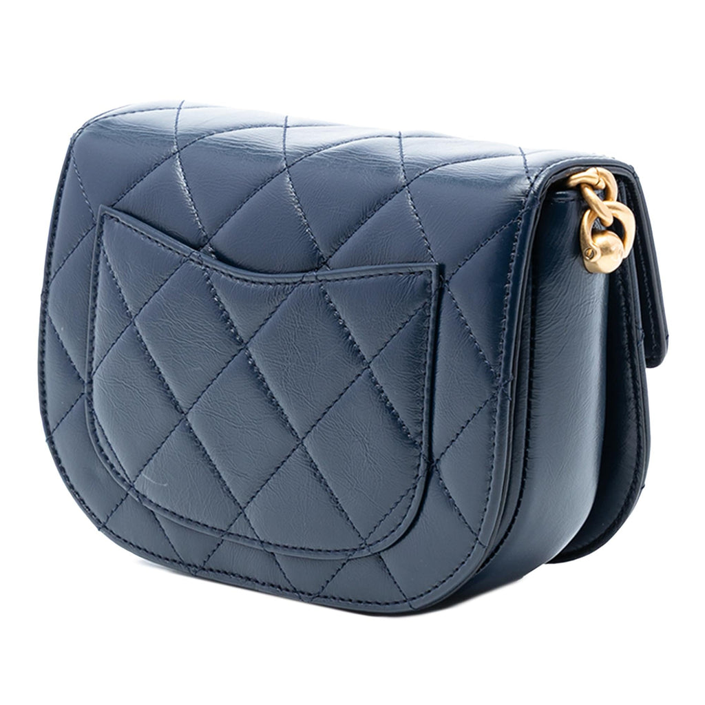 Chanel Mini CC Quilted Shiny Calfskin Round Moon Messenger Flap