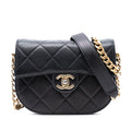 Chanel Mini CC Quilted Shiny Calfskin Round Moon Messenger Flap
