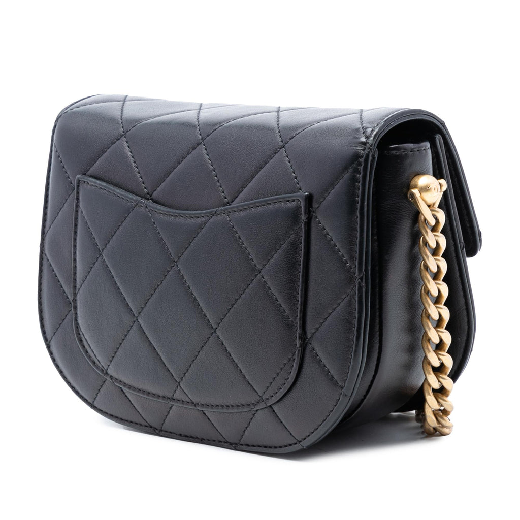 Chanel Mini CC Quilted Shiny Calfskin Round Moon Messenger Flap