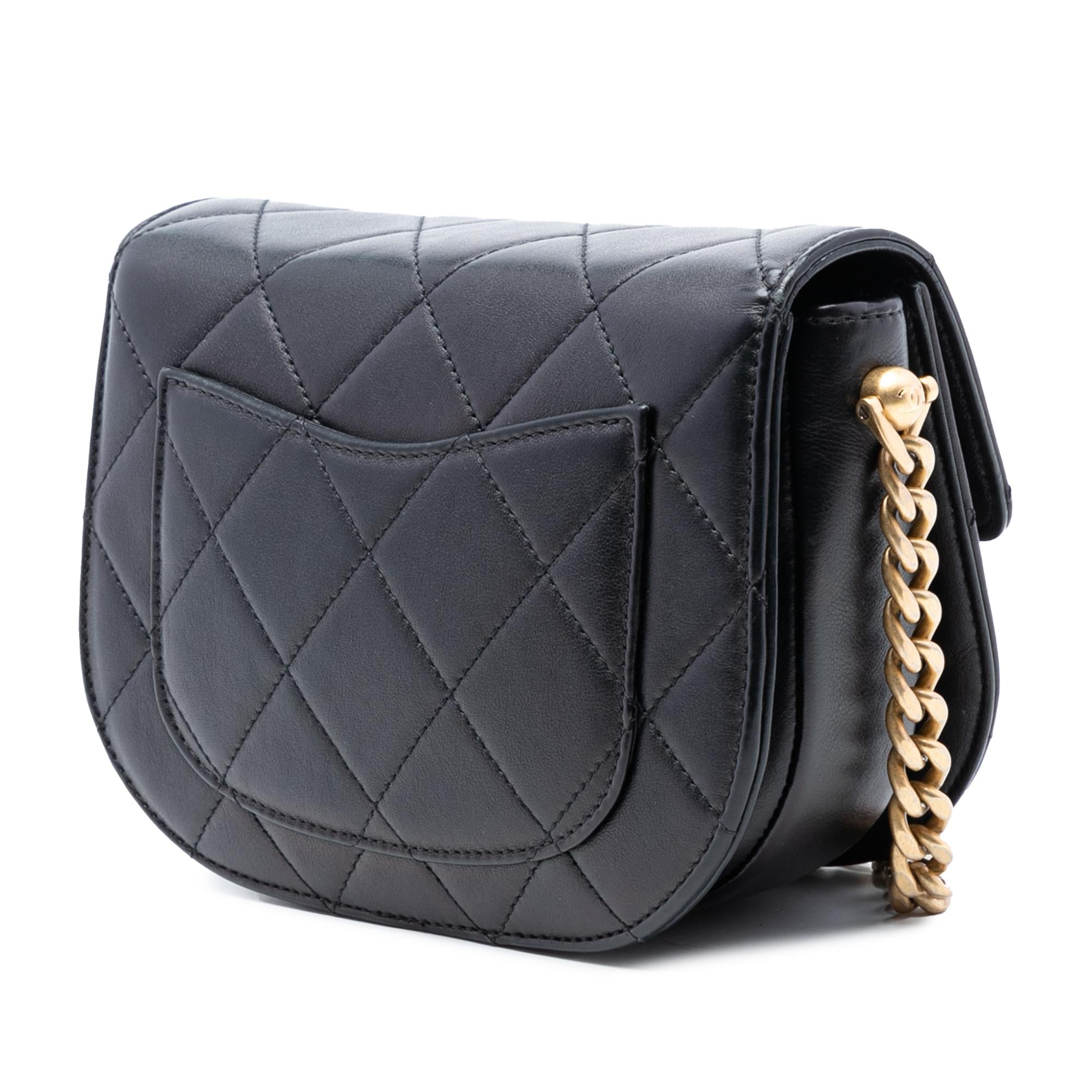 Chanel Mini CC Quilted Shiny Calfskin Round Moon Messenger Flap
