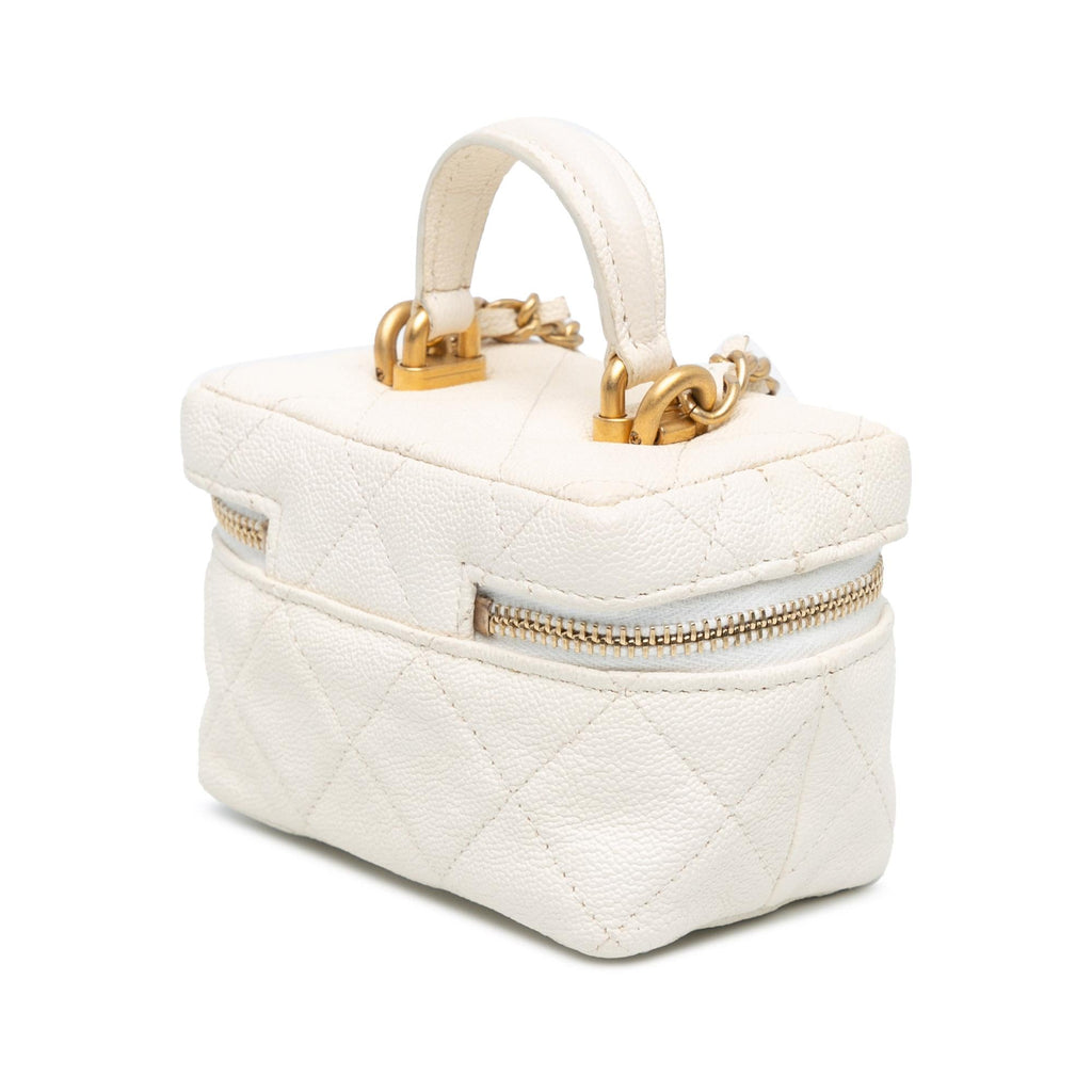 Chanel Mini Caviar Chain Zip Around Vanity Case (SHG-D8x2OZ)