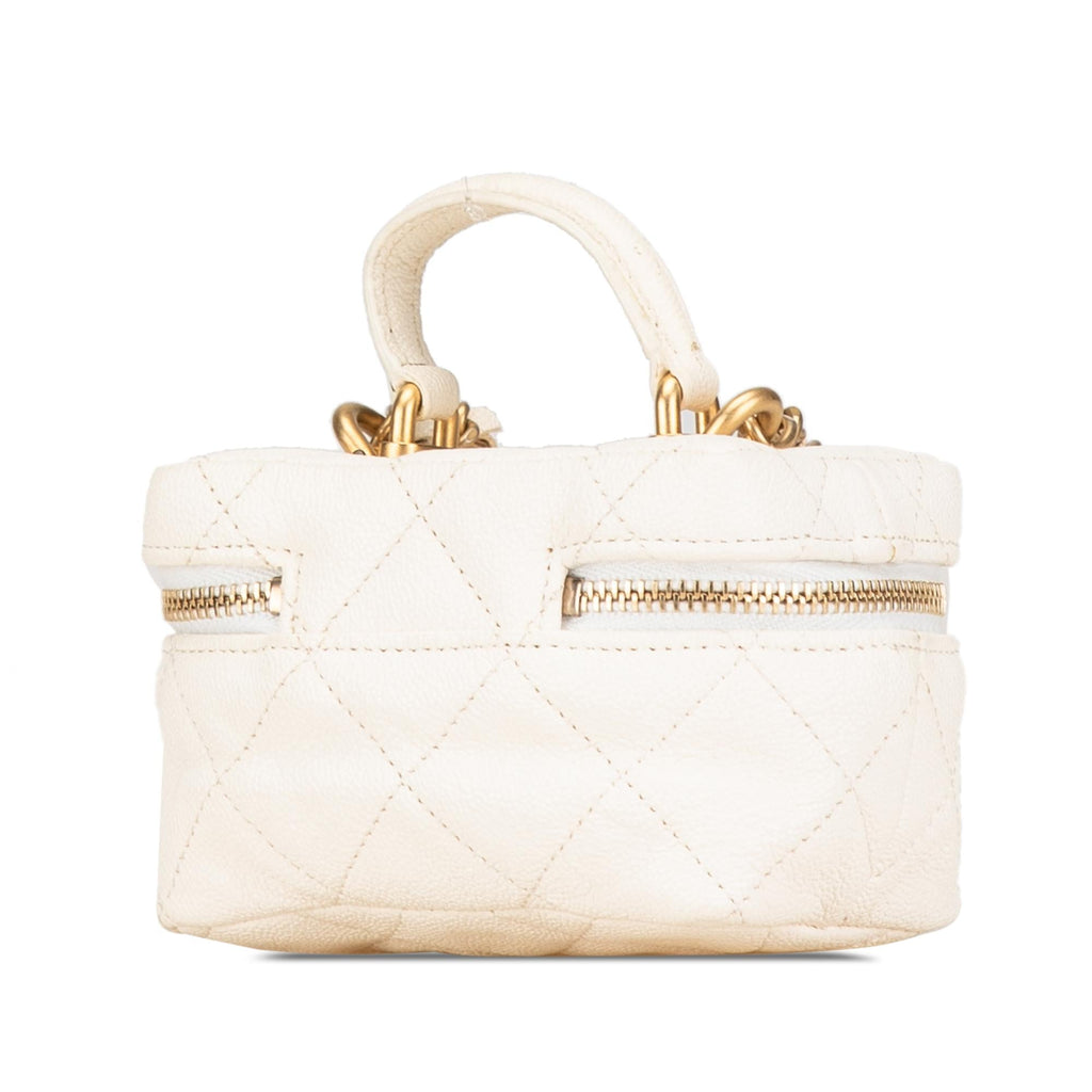 Chanel Mini Caviar Chain Zip Around Vanity Case