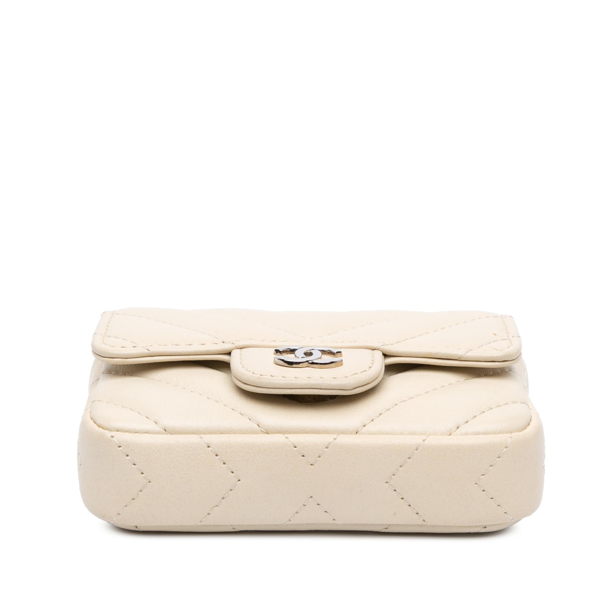 Chanel Mini Chevron Lambskin Card Holder Chain Belt Bag