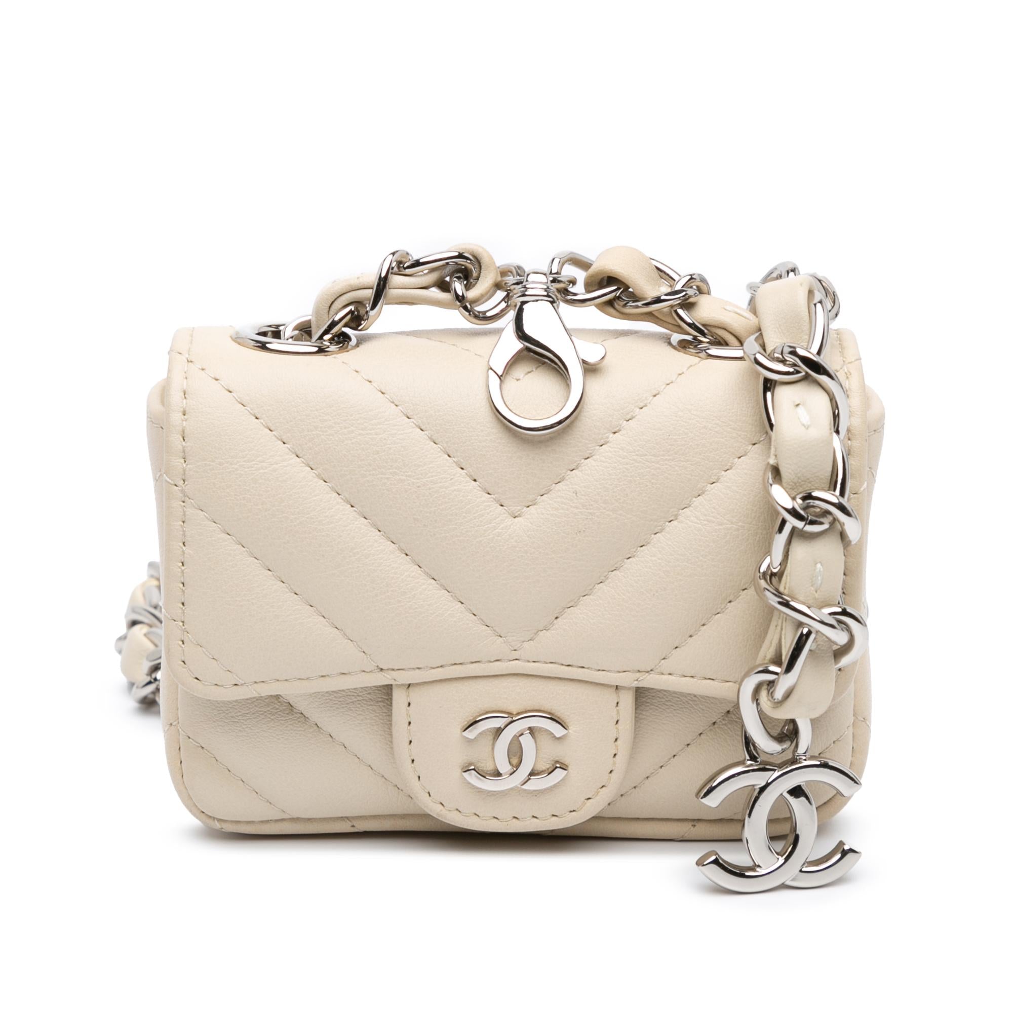 Chanel Mini Chevron Lambskin Card Holder Chain Belt Bag