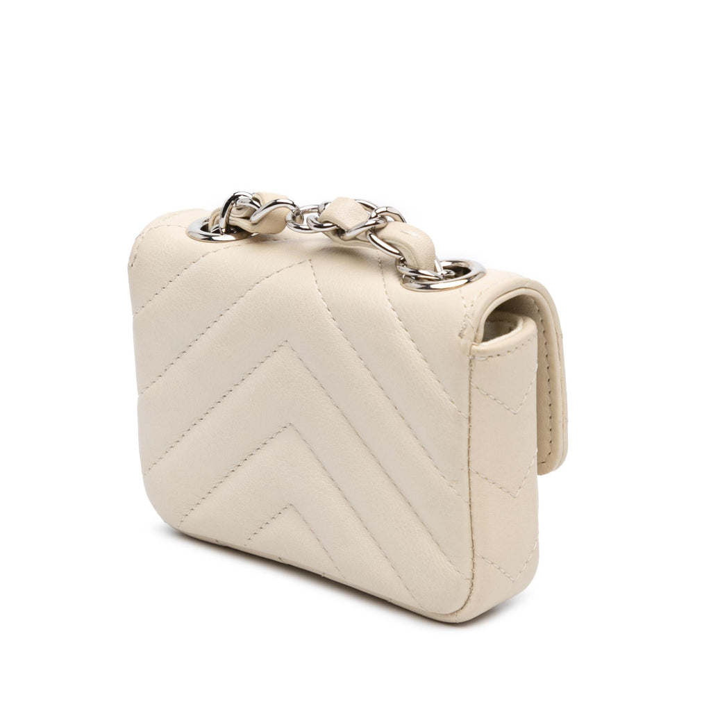 Chanel Mini Chevron Lambskin Card Holder Chain Belt Bag