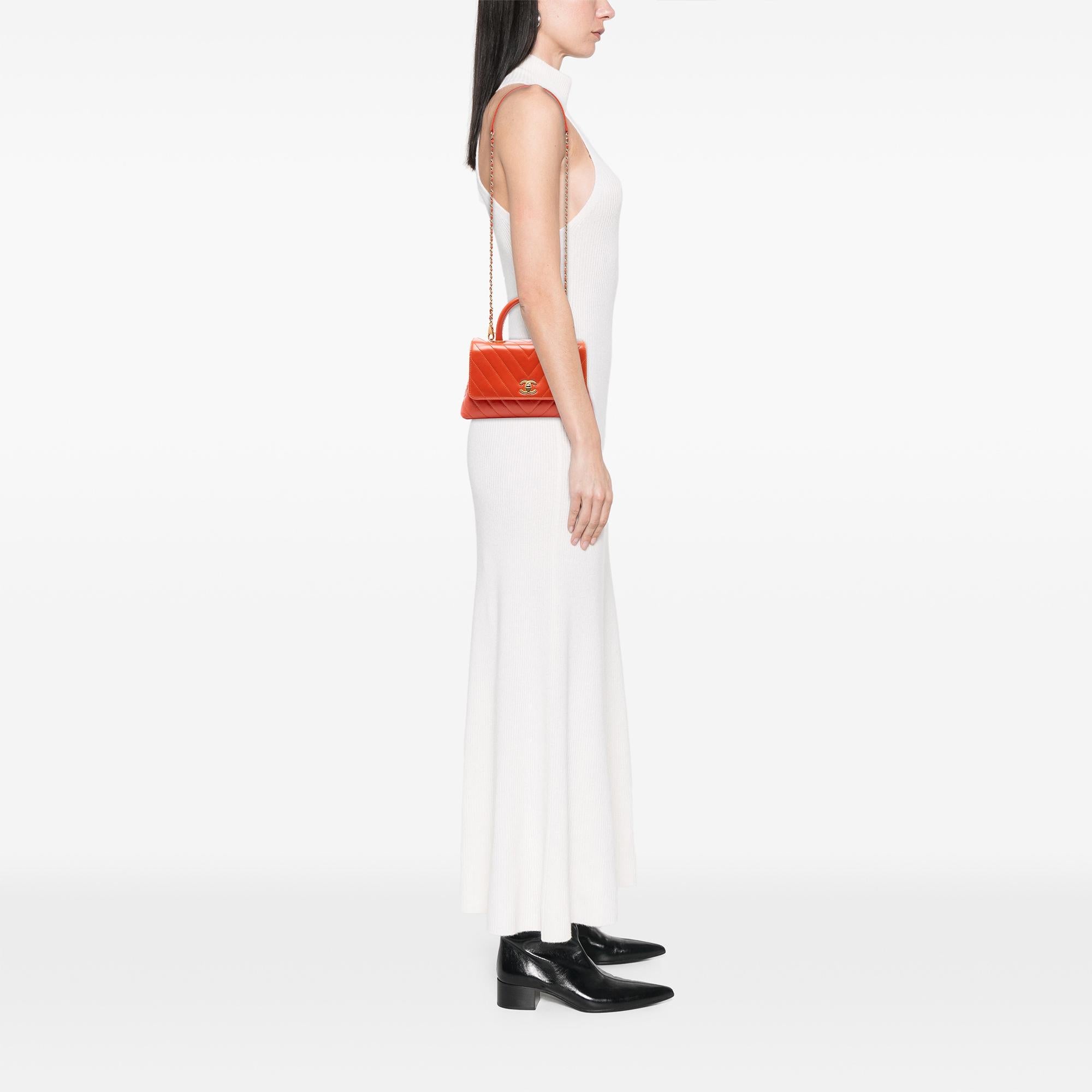 Chanel Mini Chevron Lambskin Coco Top Handle Bag