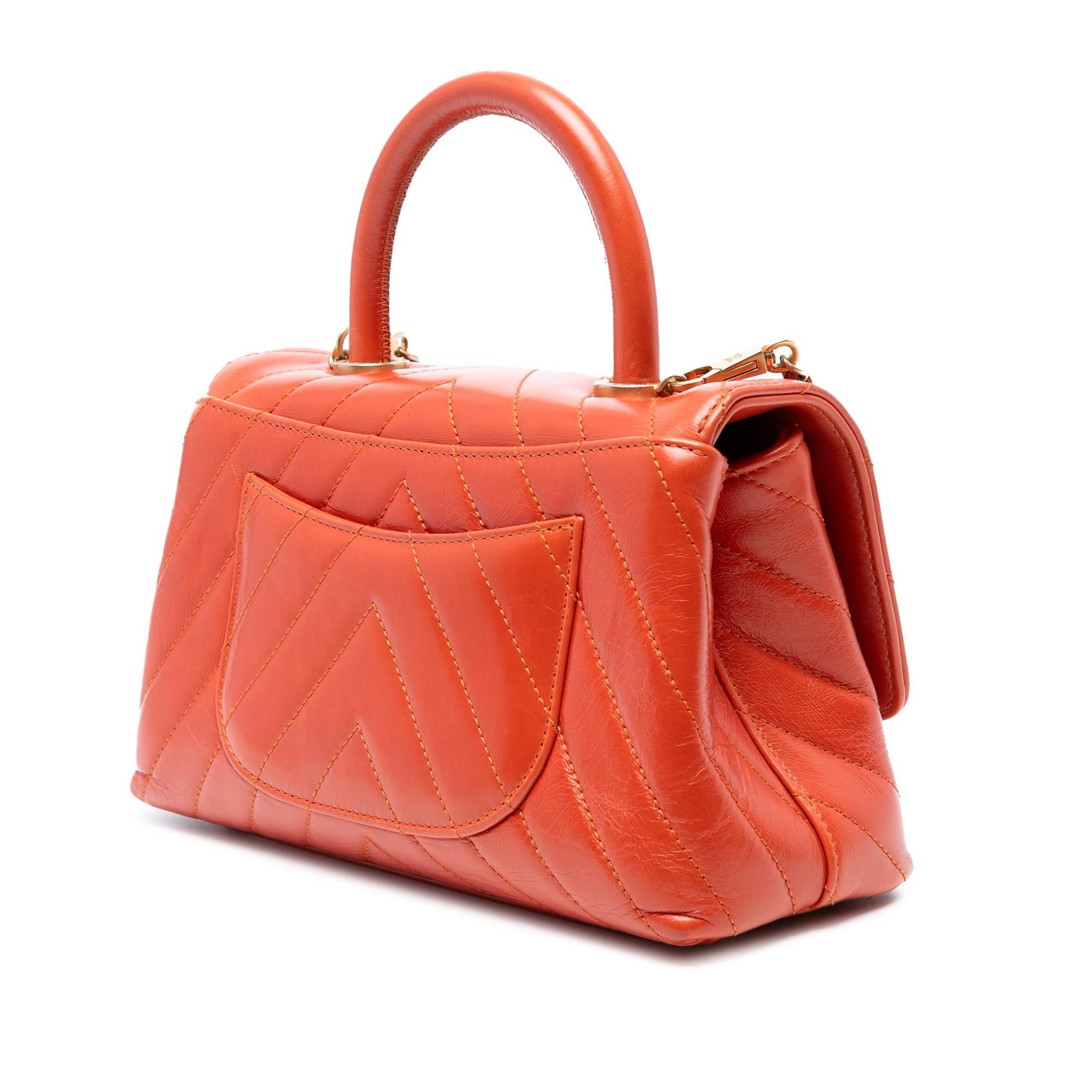 Chanel Mini Chevron Lambskin Coco Top Handle Bag
