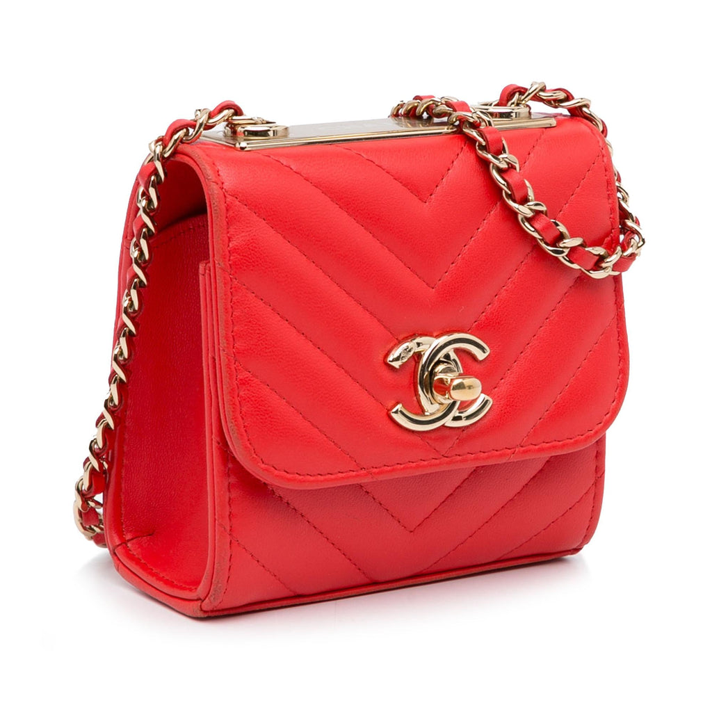 Chanel Mini Chevron Quilted Lambskin Trendy CC Chain Wallet (SHG-9U0SK0)