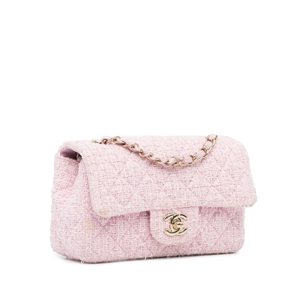 Chanel Mini Classic Rectangular Tweed Flap (SHG-lbDBOI)