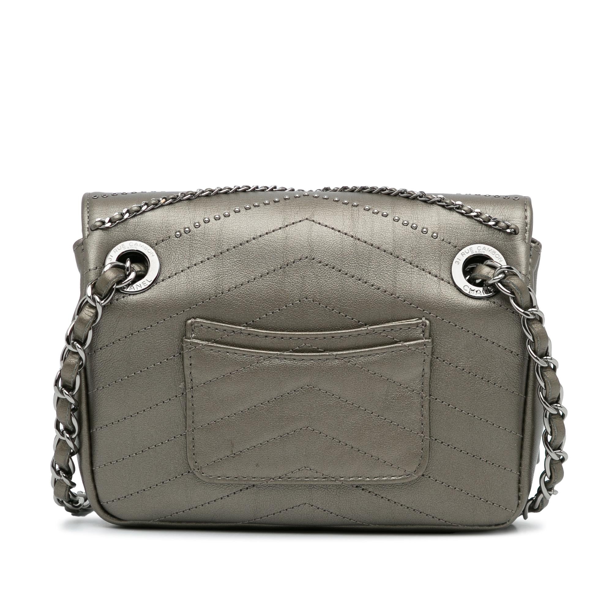 Chanel Mini Embellished Calfskin Chevron Square Envelop Flap