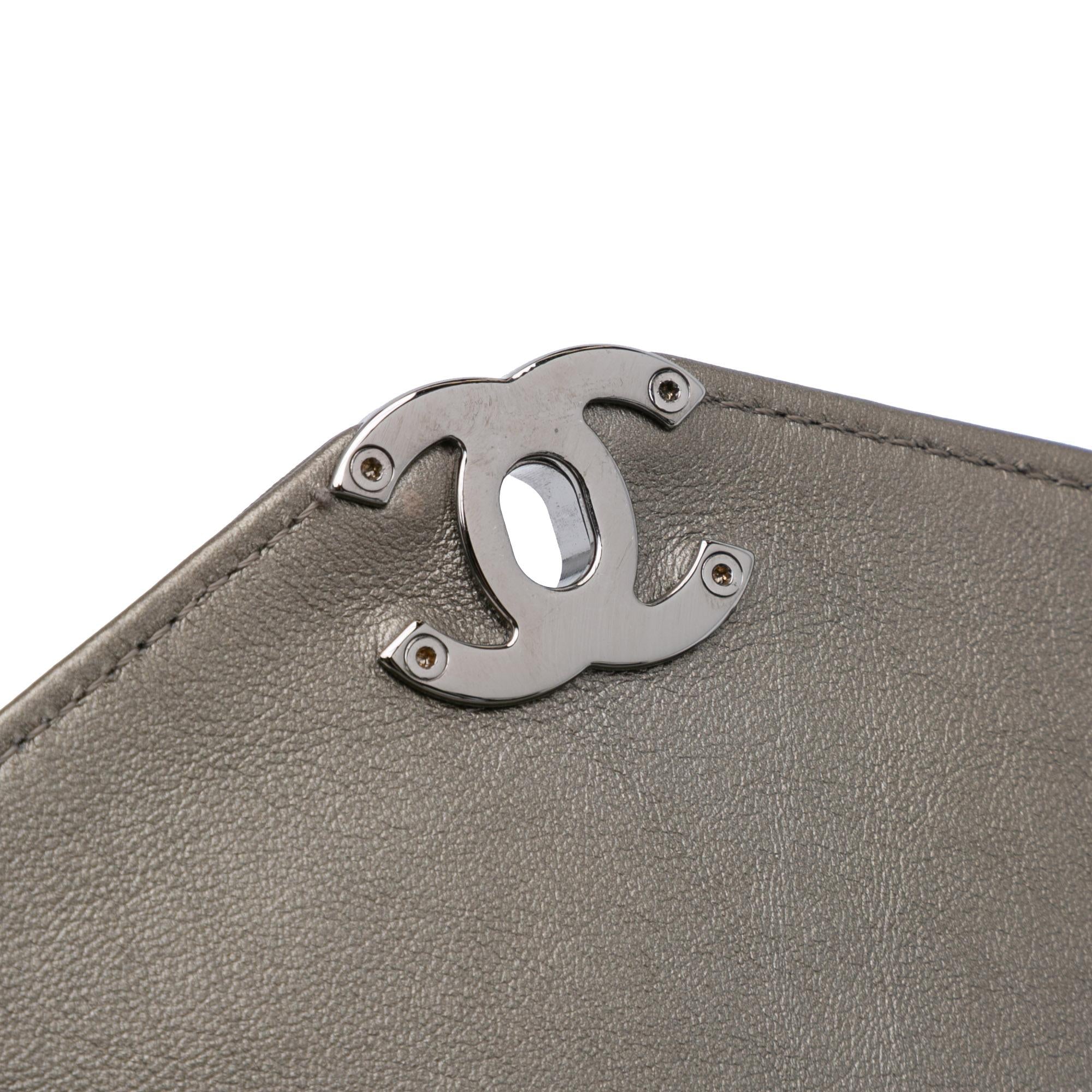 Chanel Mini Embellished Calfskin Chevron Square Envelop Flap