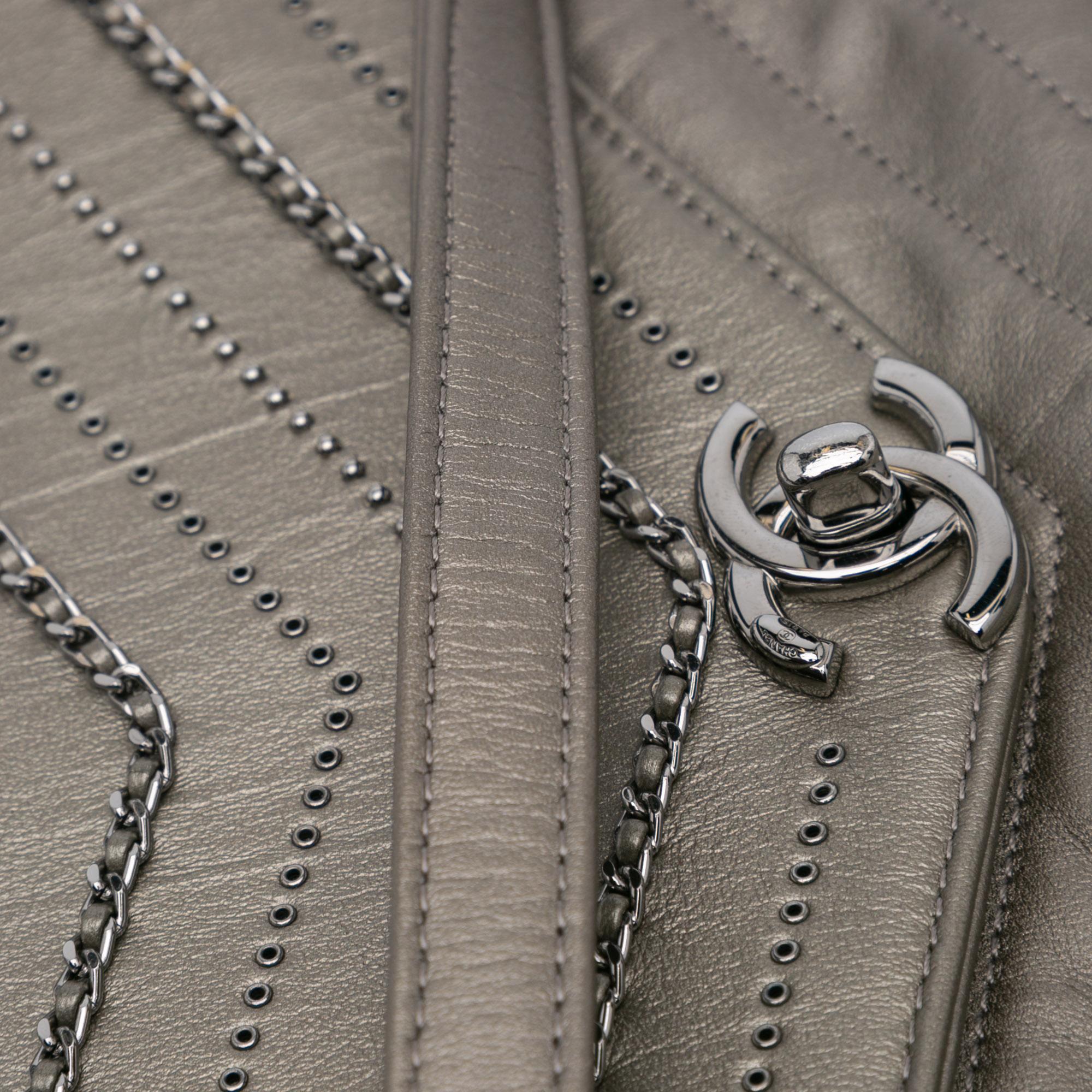 Chanel Mini Embellished Calfskin Chevron Square Envelop Flap