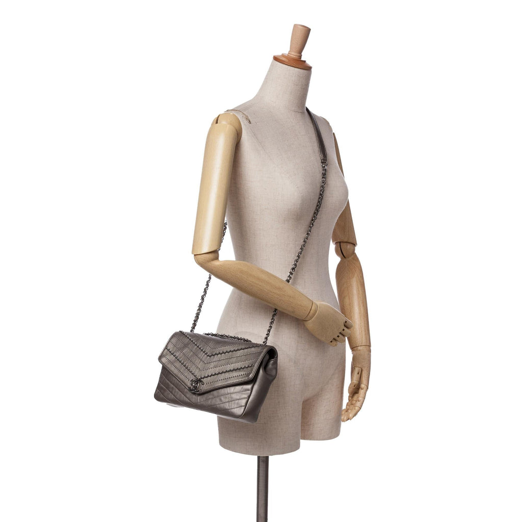 Chanel Mini Embellished Calfskin Chevron Square Envelop Flap