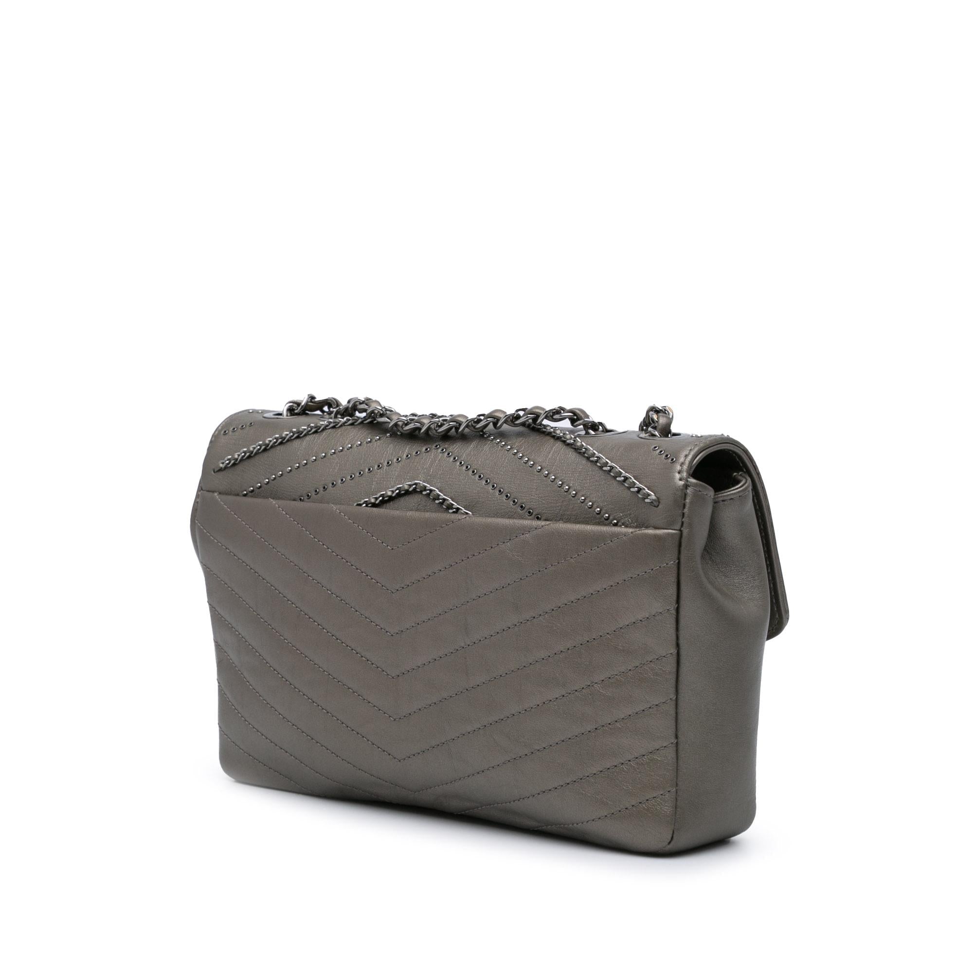 Chanel Mini Embellished Calfskin Chevron Square Envelop Flap