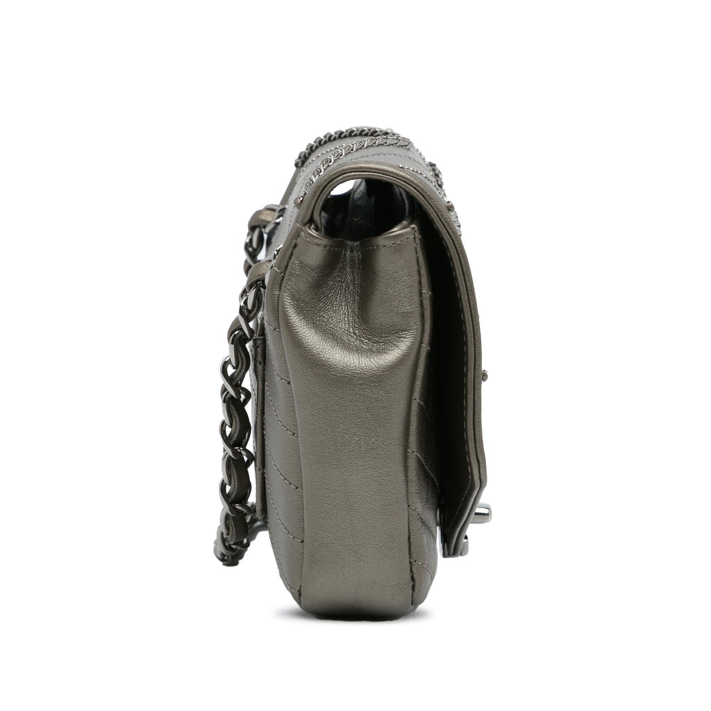 Chanel Mini Embellished Calfskin Chevron Square Envelop Flap