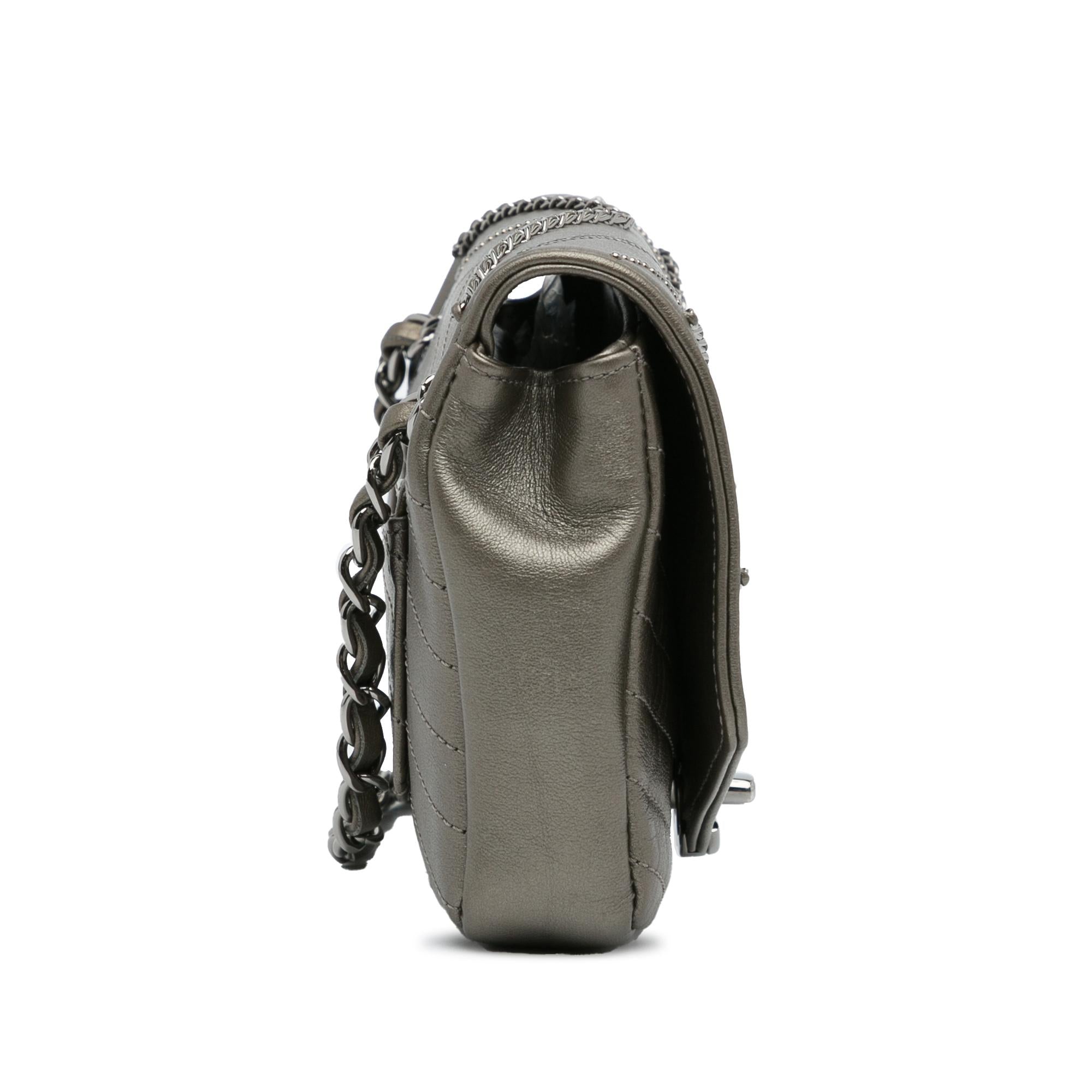 Chanel Mini Embellished Calfskin Chevron Square Envelop Flap