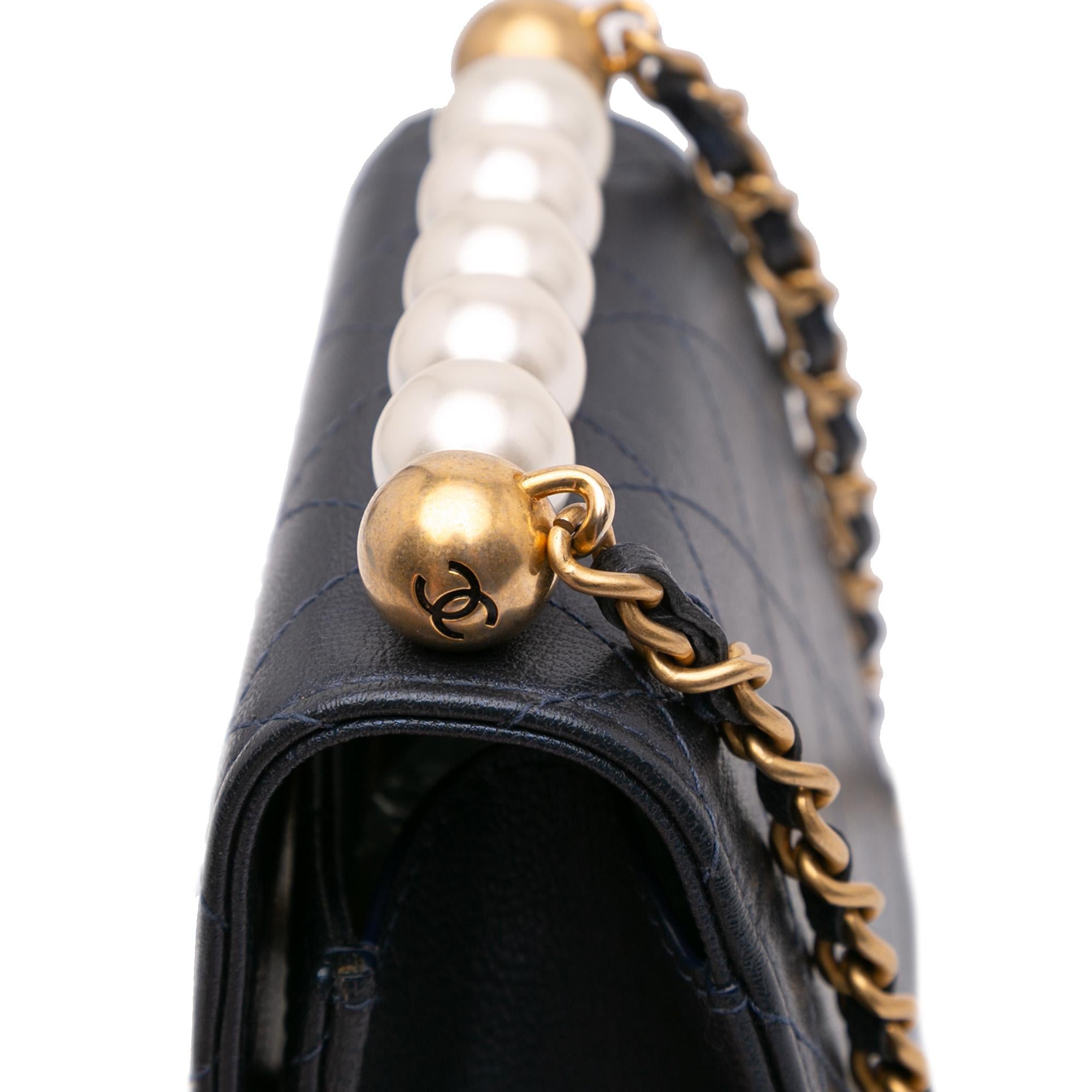 Chanel Mini Goatskin Chic Pearls Clutch On Chain