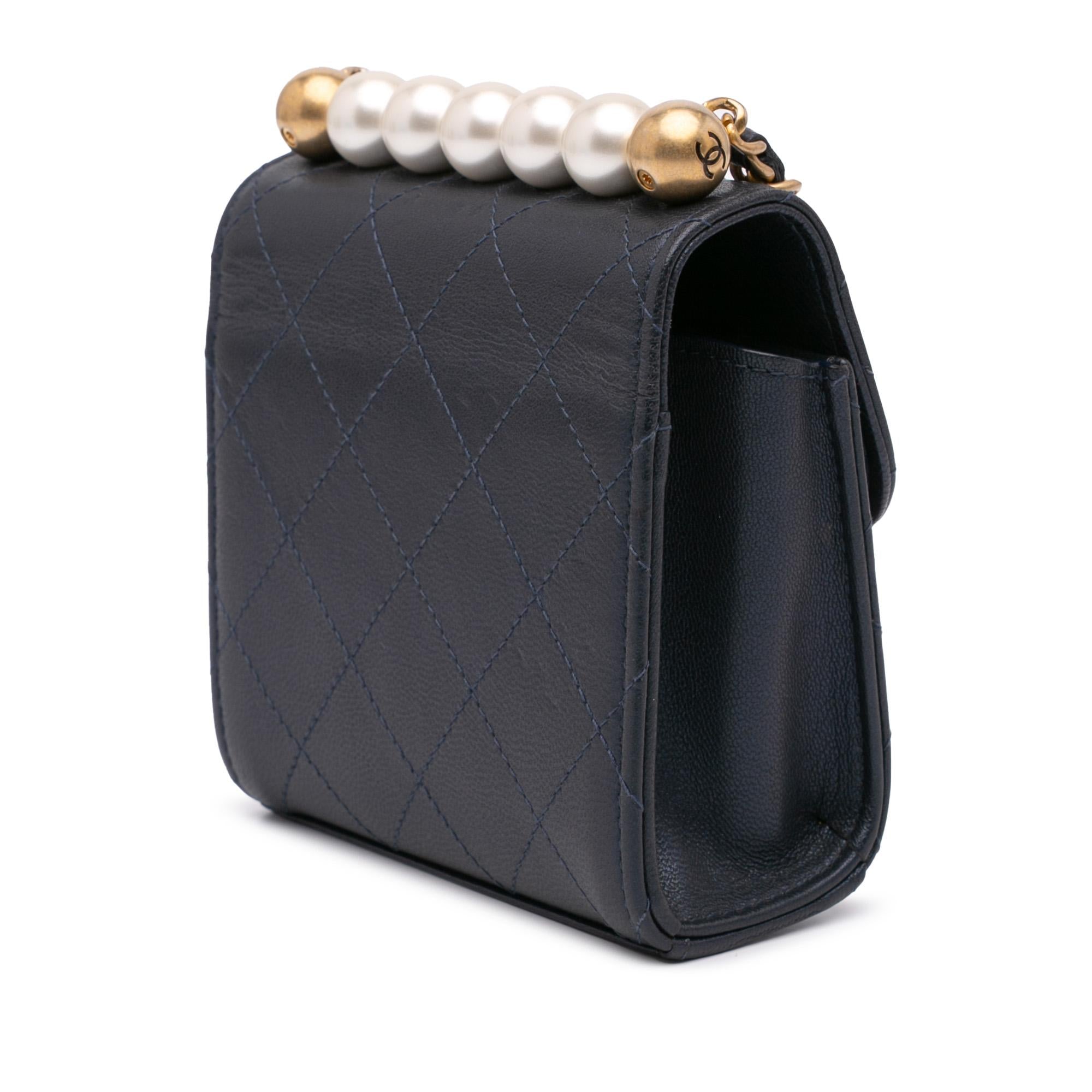 Chanel Mini Goatskin Chic Pearls Clutch On Chain