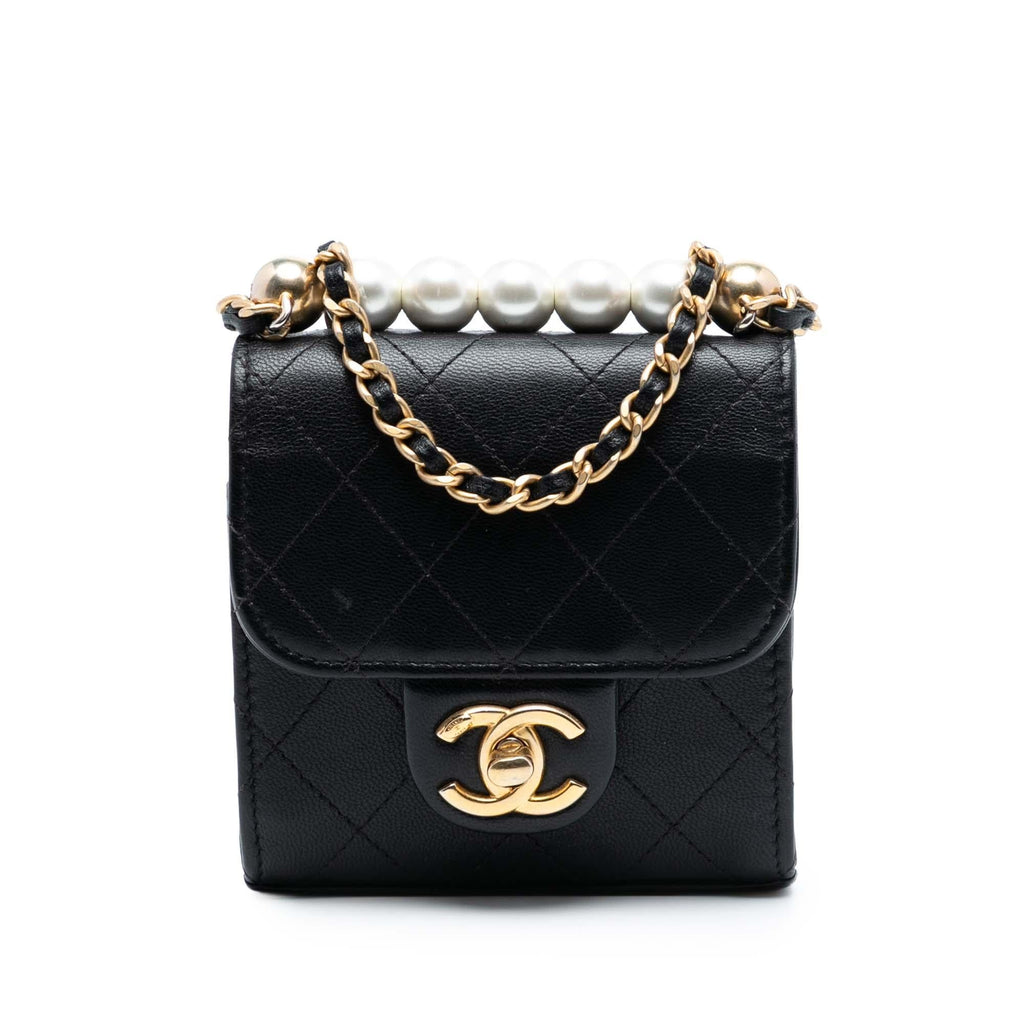 Chanel Mini Goatskin Chic Pearls Clutch On Chain