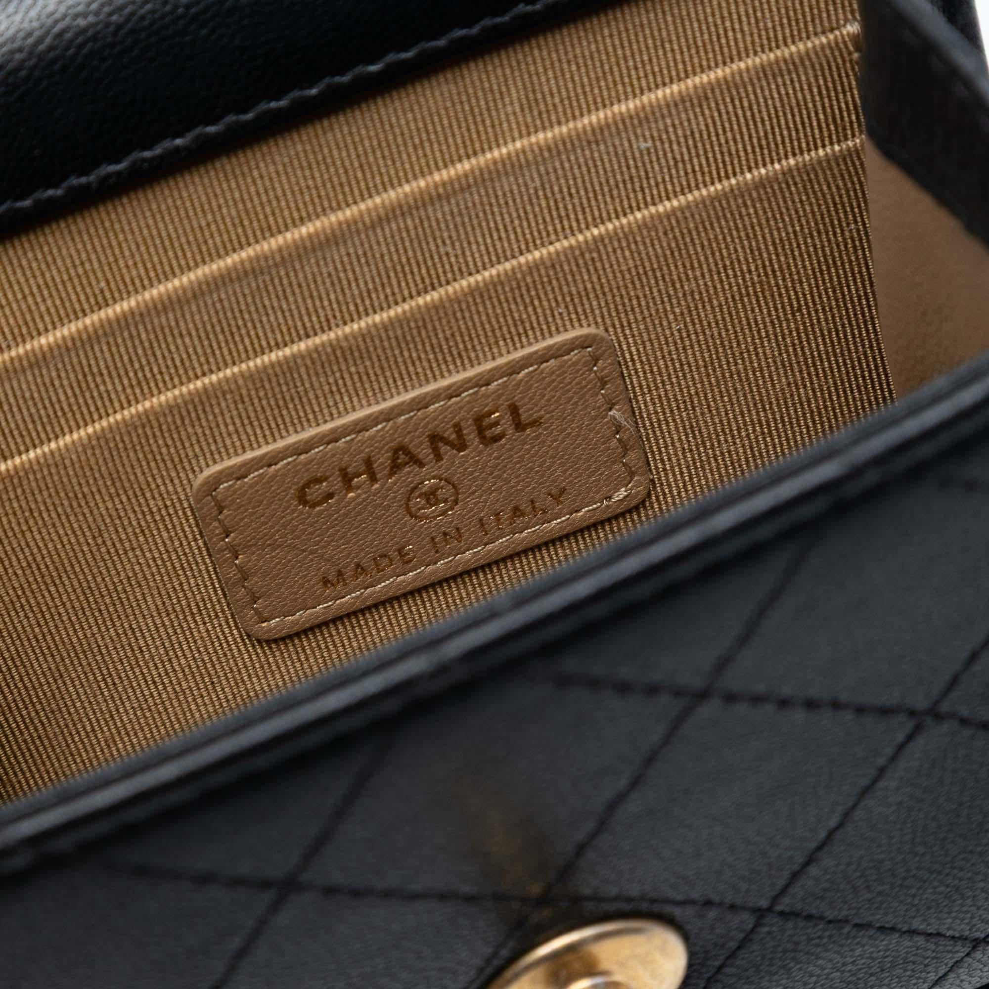 Chanel Mini Goatskin Chic Pearls Clutch On Chain