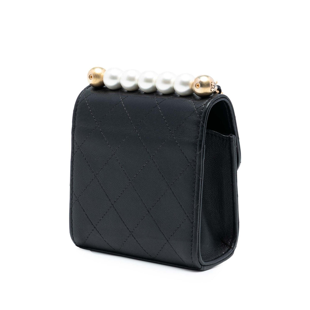 Chanel Mini Goatskin Chic Pearls Clutch On Chain