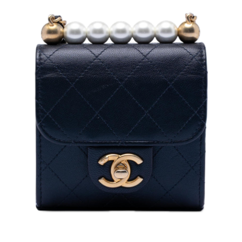 Chanel Mini Goatskin Chic Pearls Clutch On Chain